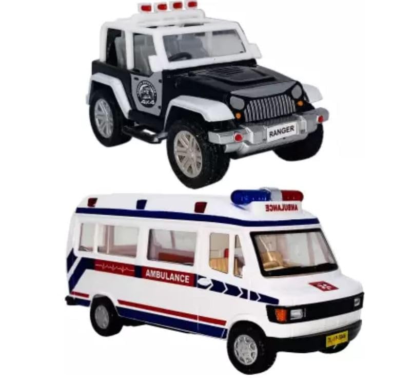 Vedanshi Toys First Responder Toy Cars Set - Jeep & Ambulance Duo for Kids | Emergency Rescue Role Play, Pretend Play, Gift for Boys & Girls | Perfect for Birthday Parties, Preschool Learning & Imaginative Play