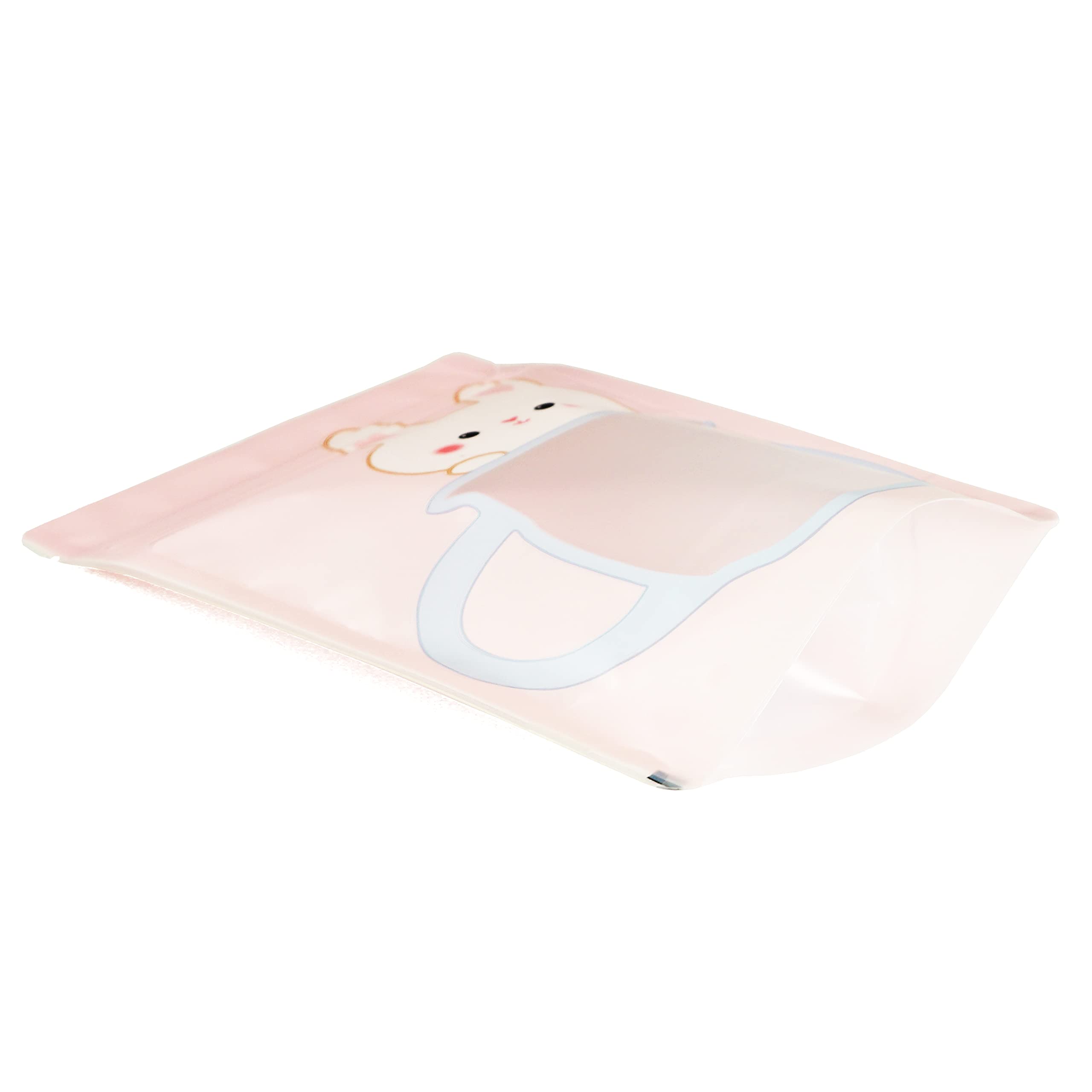 QQ Studio 100-Pack Pastel Pink Bunny Snack Bags with Window & Zipper Seal - 5
