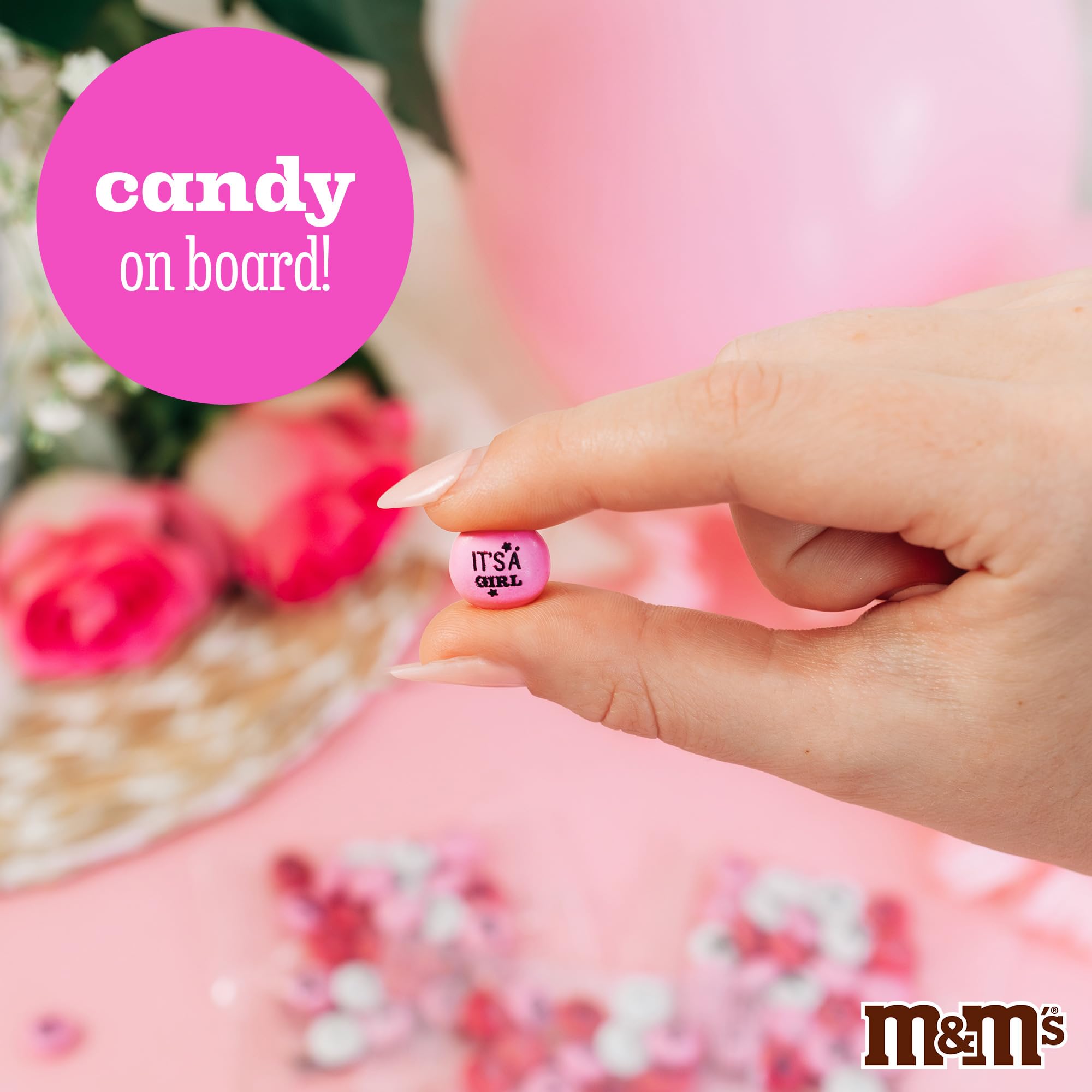 M&M’S Pink & White Milk Chocolate Candy - 2 lb Bulk Pack for Baby Showers, Birthday Parties, Bridal Favors & Sweet Treats | Perfect for Girls, Gender Reveals & Candy Buffets