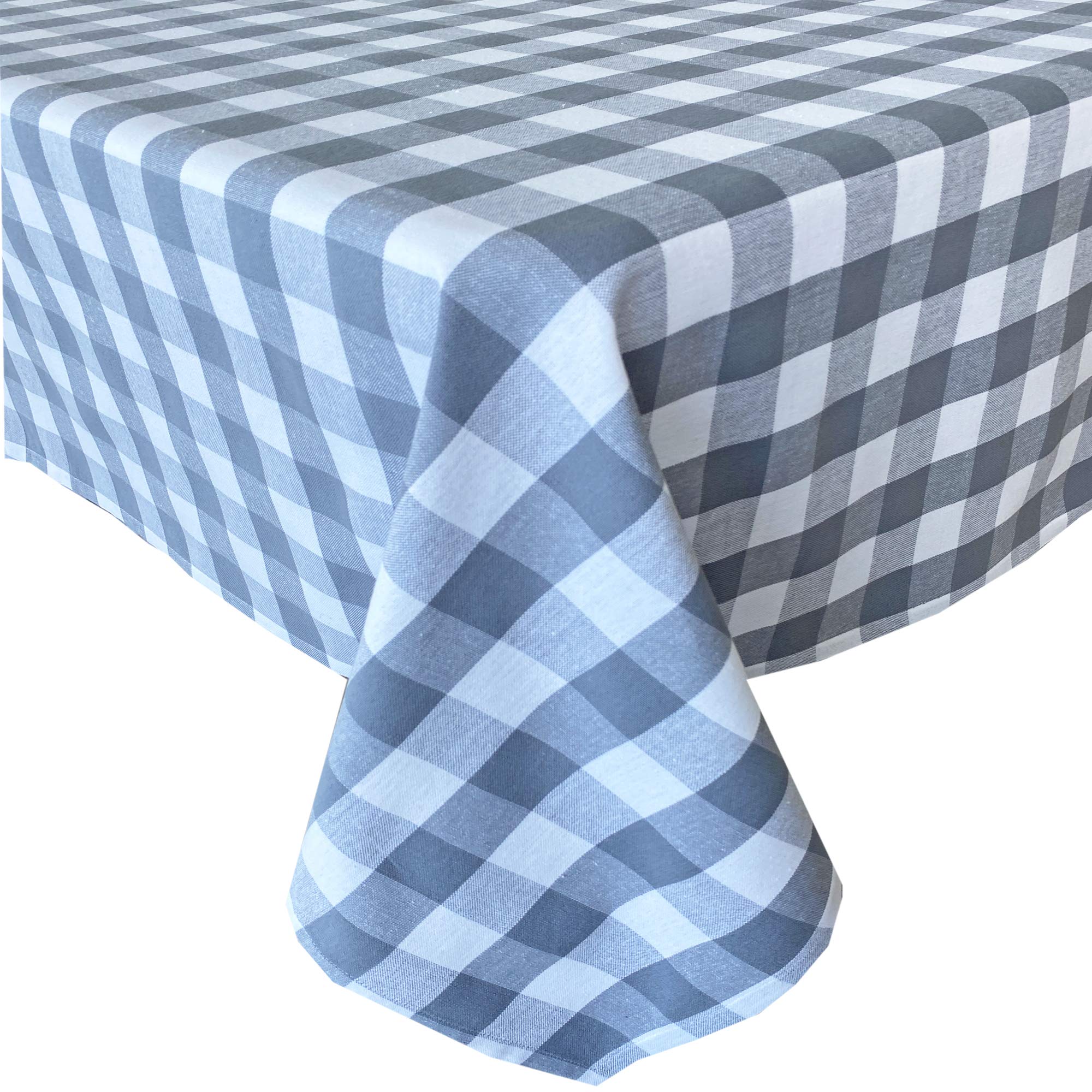 Newbridge Buffalo Check Rustic Cotton Tablecloth - Farmhouse Gingham Pattern Heavyweight Indoor/Outdoor Table Cover 52x52 Inch Square Grey - Perfect for Kitchen Dining, Picnics & Cottage Decor