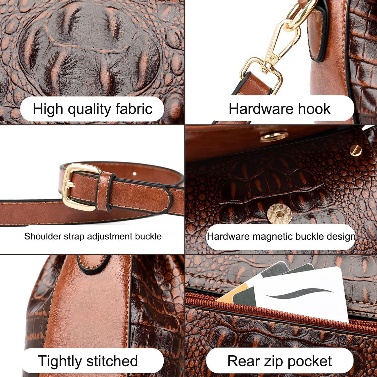 Women's Crocodile Pattern Leather Crossbody Bag - Fashionable Shoulder Purse with Wallet, Perfect for Daily Use, Travel & Shopping