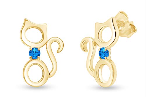 Yellow Gold Over - Simulated Blue Topaz