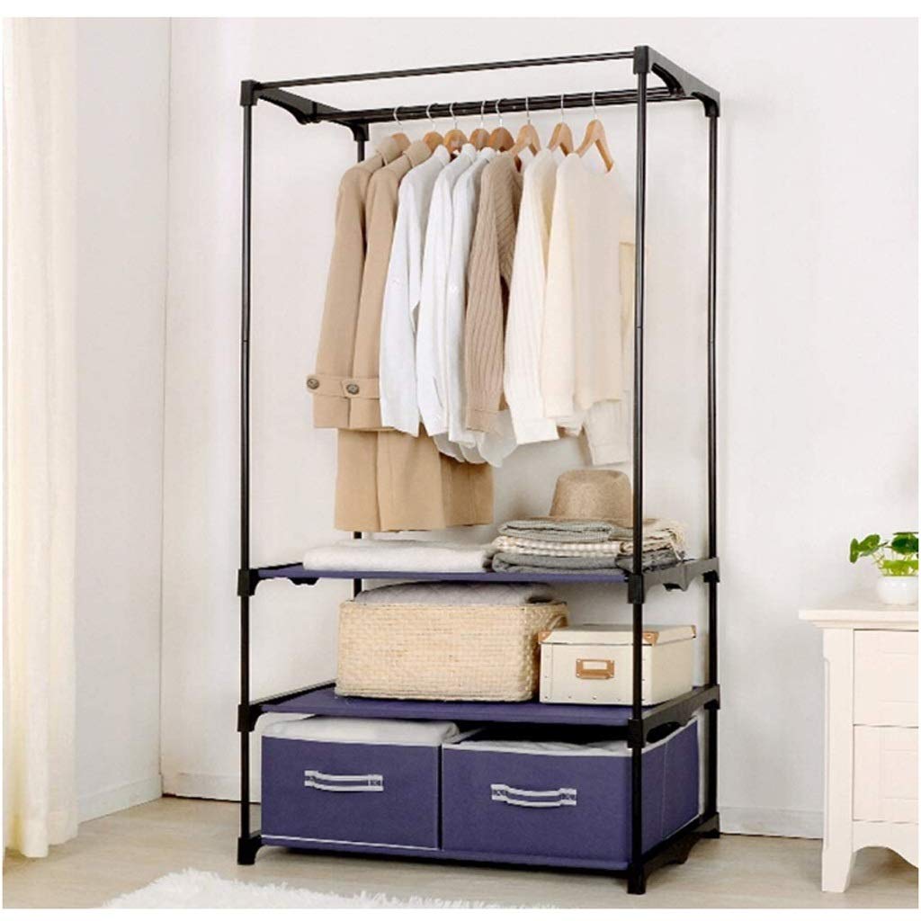 LJP Closet Wardrobe - Space Saving Steel Frame Storage Cabinet for Bedroom, Reinforced Combination Armoire (Purple) - Perfect for Small Apartments, Dorms & Closet Organization