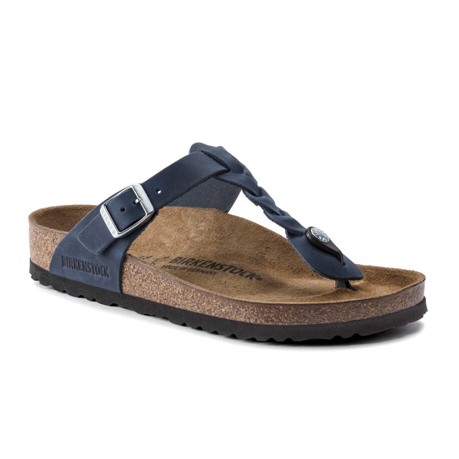 Birkenstock Gizeh Braid Sandals for Women - Navy Oiled Leather Comfort Footwear | Perfect for Summer, Beach, and Casual Outings