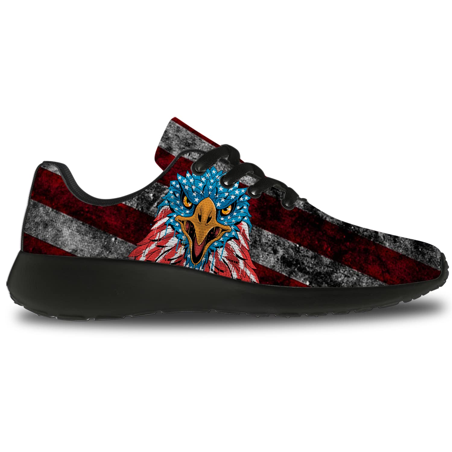 Patriotic American Flag Running Shoes for Men & Women - Comfortable Walking & Tennis Sneakers - 4th of July Independence Day Gifts (Size 10 Men/11.5 Women, Black) - Perfect for Outdoor Activities, Sports & Holiday Celebrations