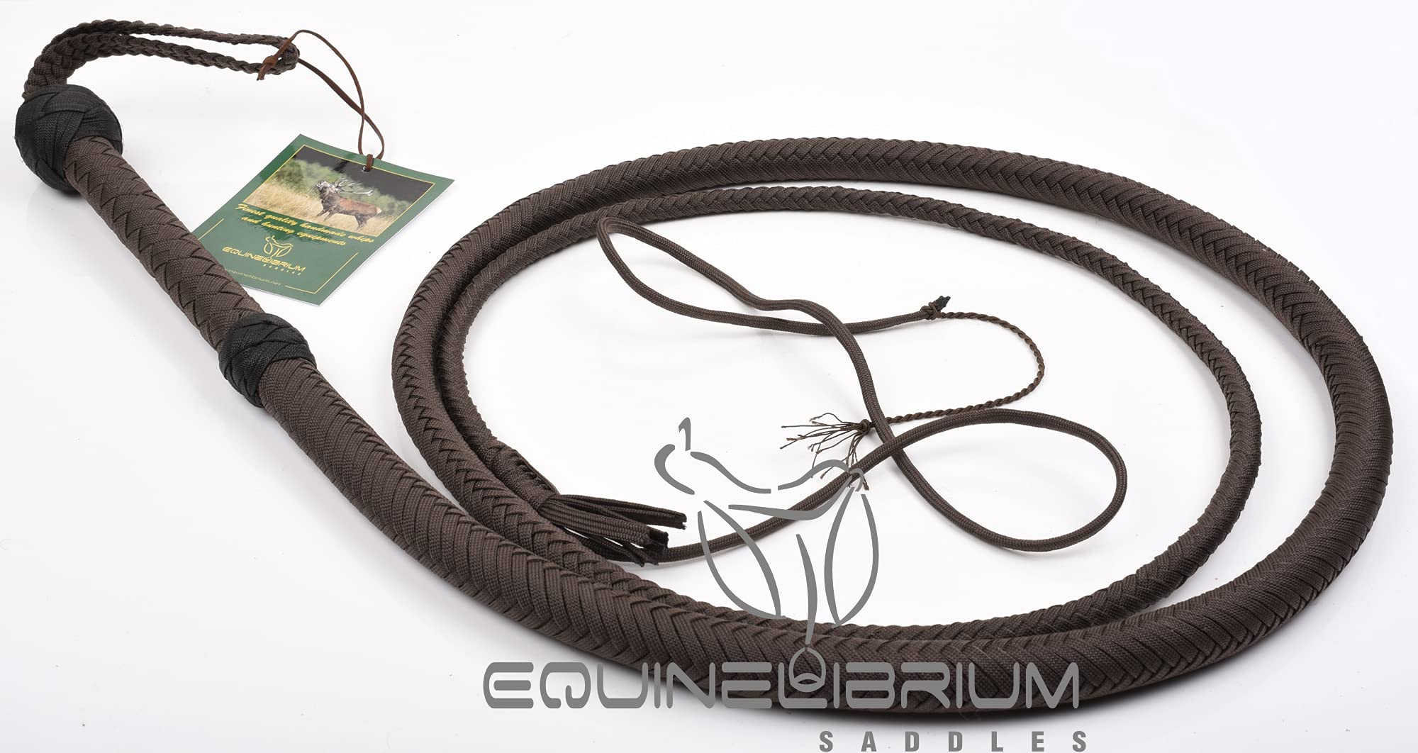 16 Plait Brown Nylon Bullwhip - 4ft to 12ft Shot Loaded Indiana Jones Style Whip (Waxed/Unwaxed Options) | Perfect for Cosplay, Costume Accessories, Western Reenactments & Outdoor Survival Gear