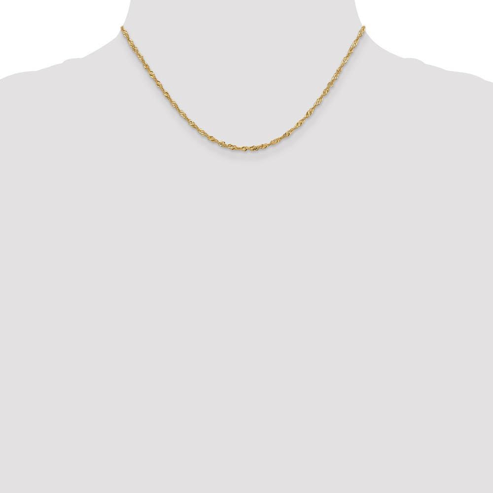 The Black Bow 1.9mm 14k Yellow Gold Diamond Cut Singapore Chain Necklace - Perfect for Everyday Elegance and Special Occasions