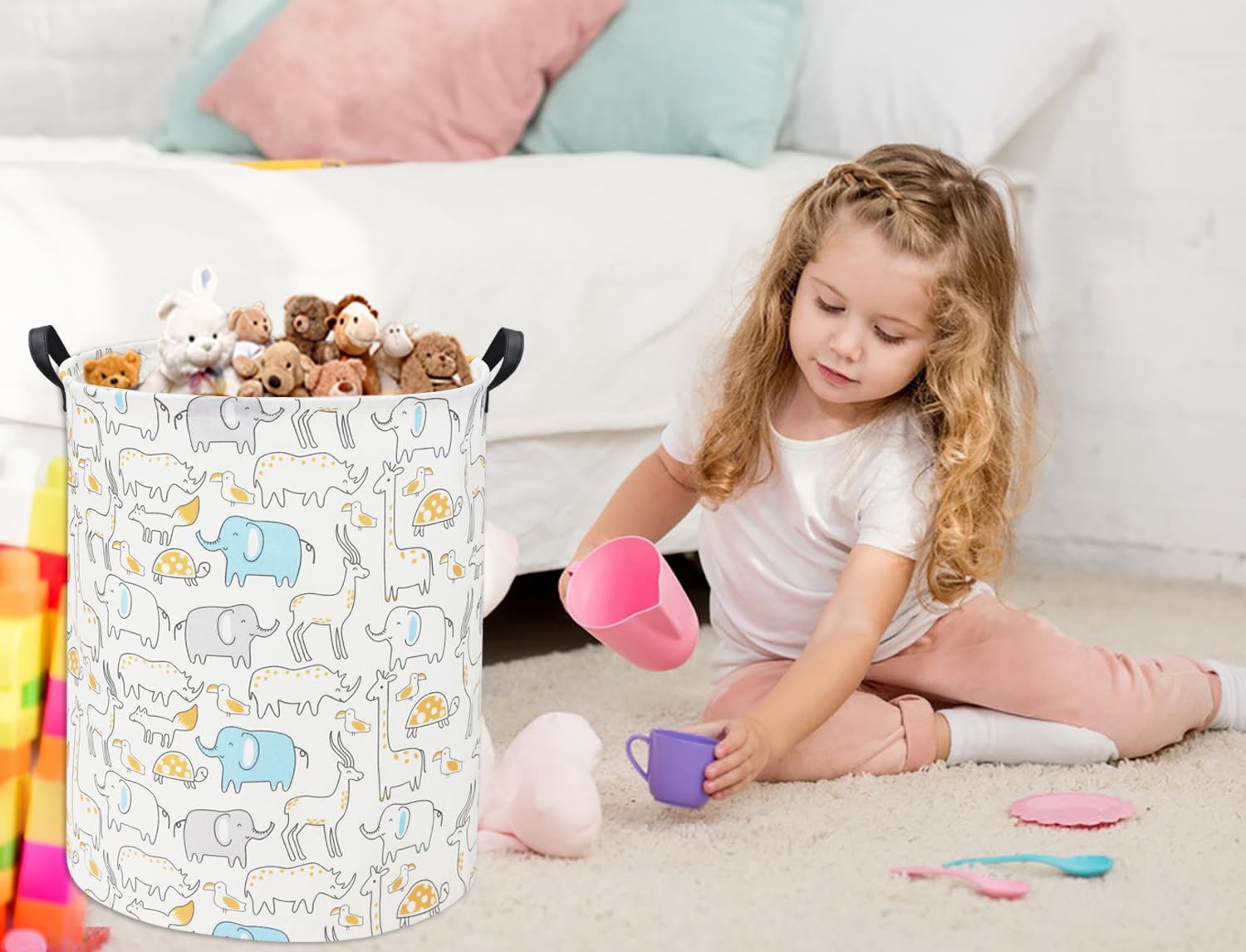 Animal-Themed Baby Laundry Basket & Toy Storage Bin - Nursery Hamper for Boys Room Decor, Baby Shower Gift for Bedroom & Bathroom Organization | Perfect for Kids' Room, Playroom & Daycare Storage