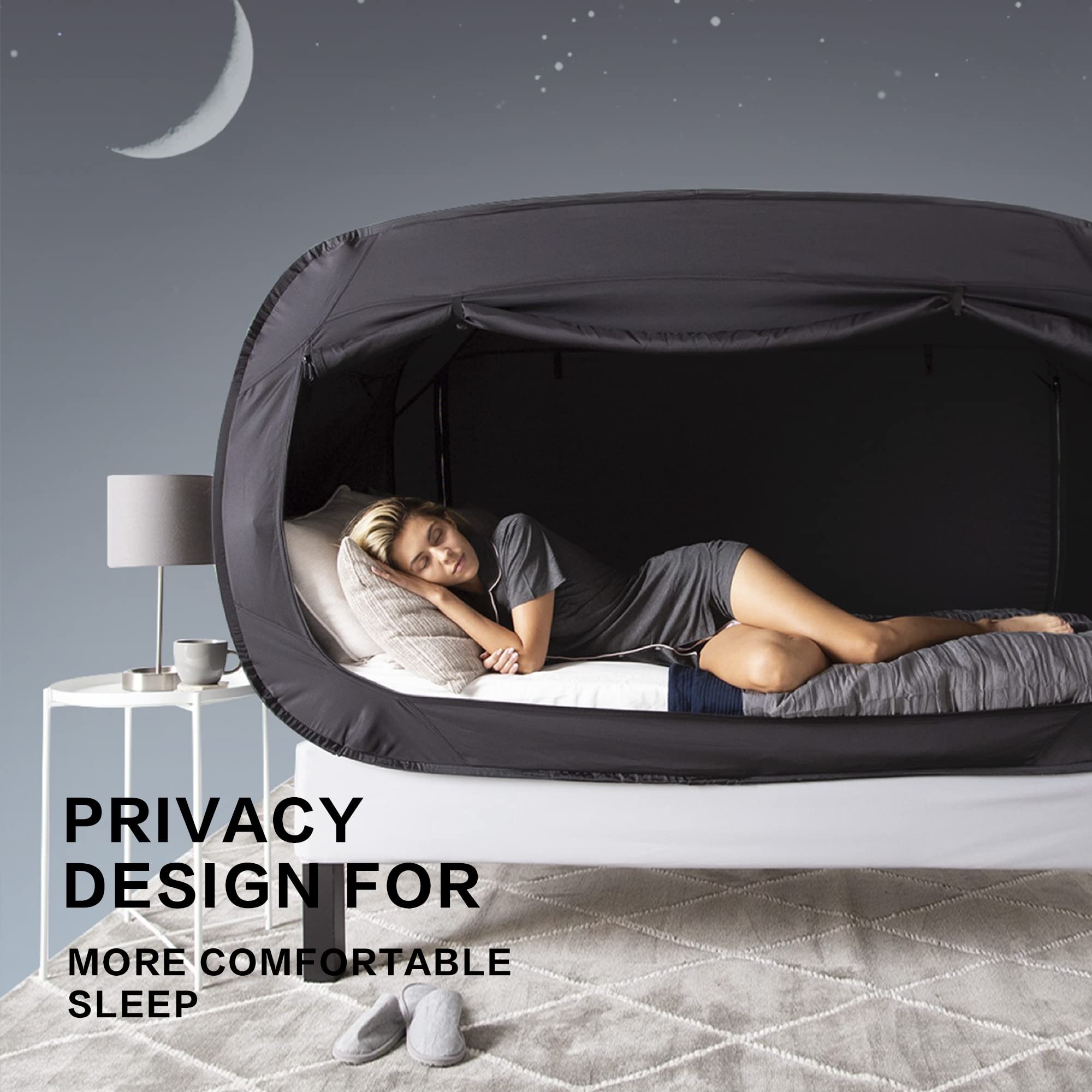 Portable Bed Tent Canopy for Kids & Adults - Breathable Indoor Sleeping Tent with 2 Doors, Private Space for Bedroom, Camping & Nap Time