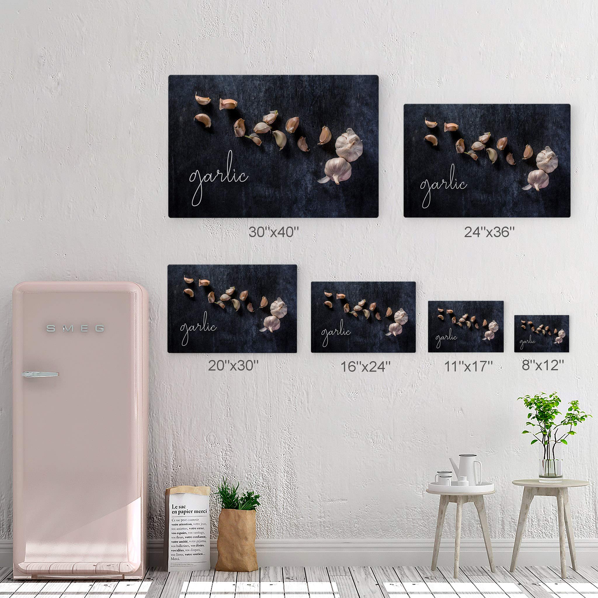 Smile Art Design Garlic Cloves Rustic Metal Wall Art - 30x40 Inch Farmhouse Kitchen Decor for Restaurant, Cafe & Dining Room - Made in USA - Perfect Housewarming Gift for Modern Home & Country Style Interior