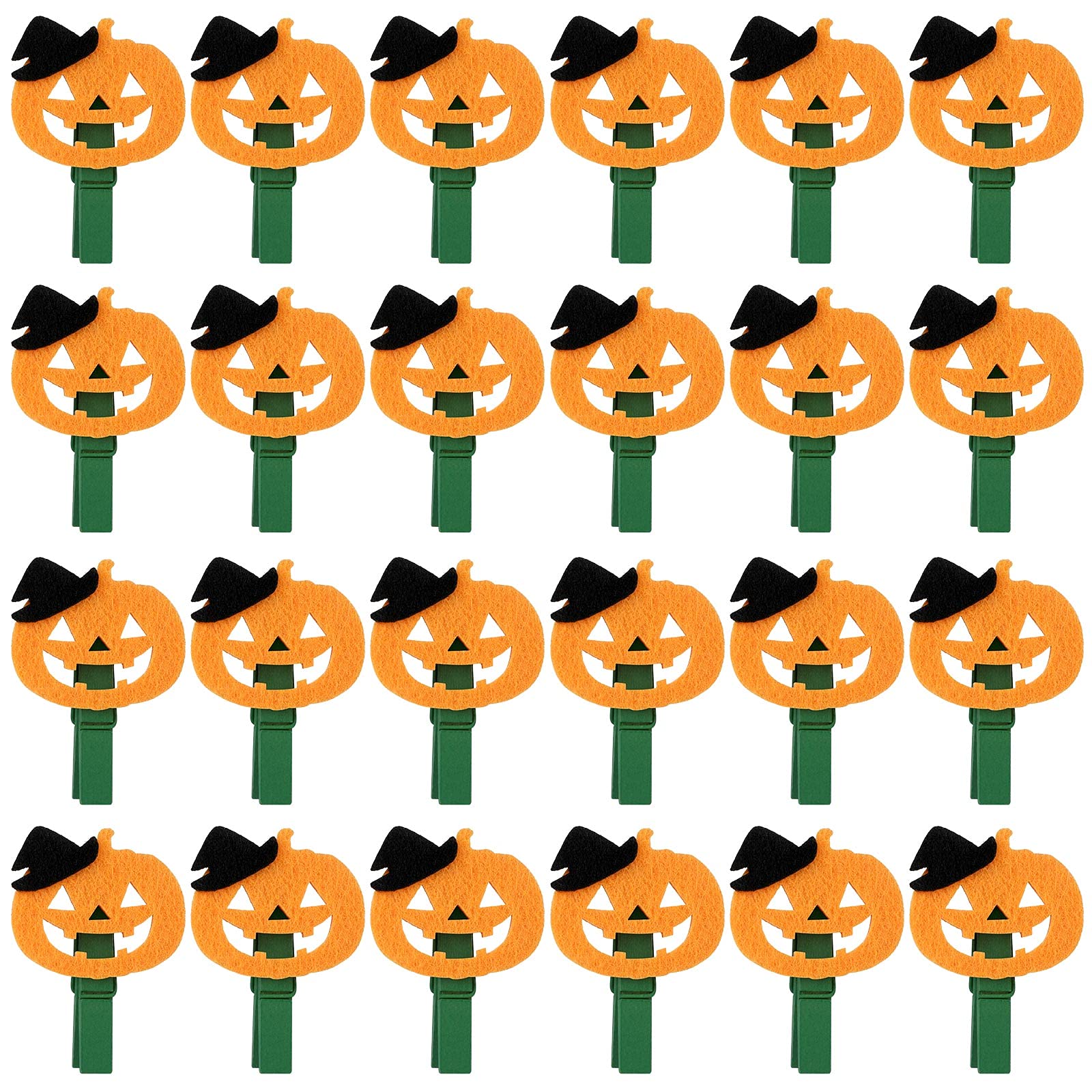 Halloween Pumpkin Clips - 24 Pack Small Wooden Clothespins for Snacks, Photos & Crafts - Perfect for Party Decorations, Scrapbooking & DIY Projects