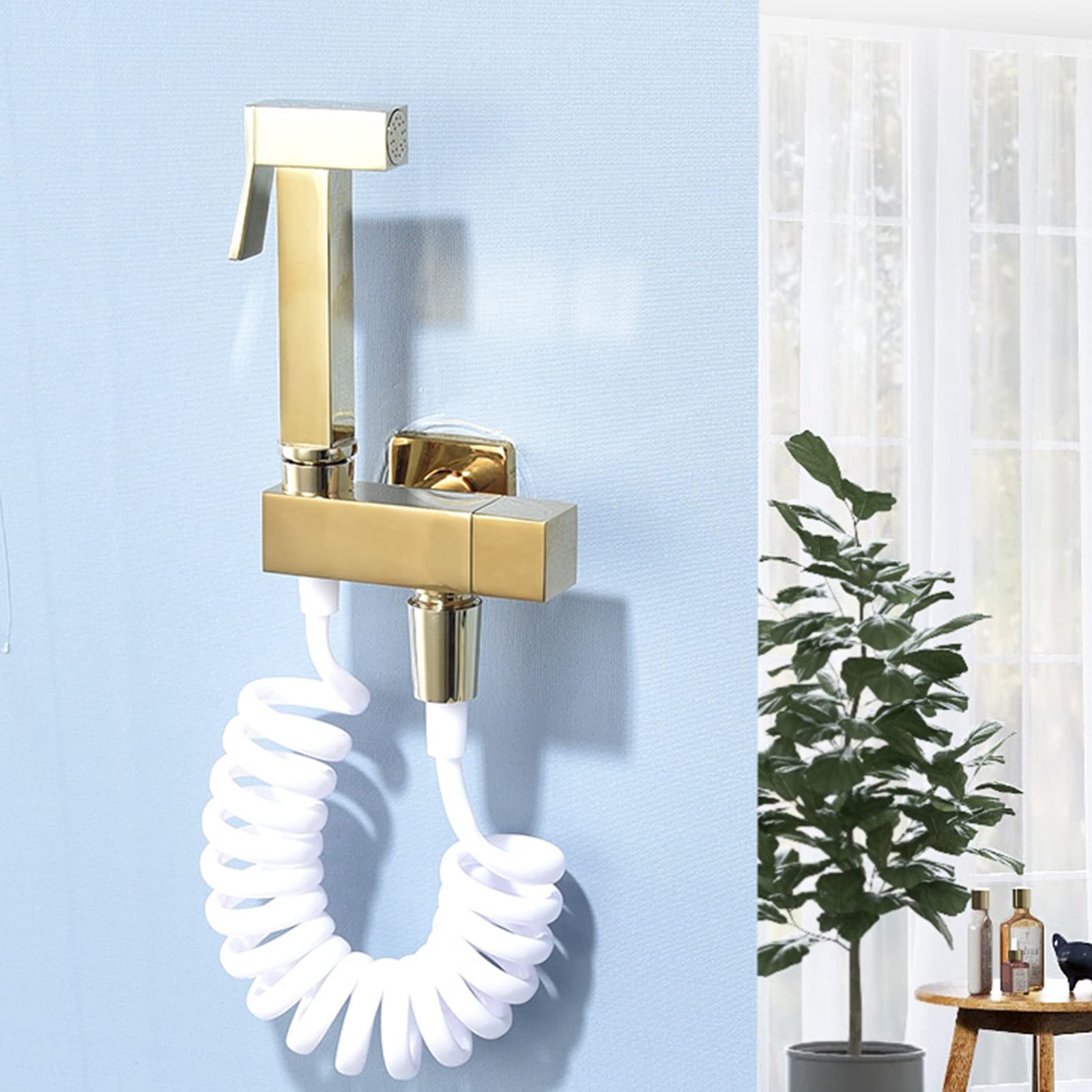 Handheld Bidet Sprayer for Toilet - Adjustable Water Pressure Gold Cloth Diaper Sprayer Set with Retractable Spring Hose | Perfect for Feminine Hygiene, Baby Care, Pet Washing & Household Cleaning