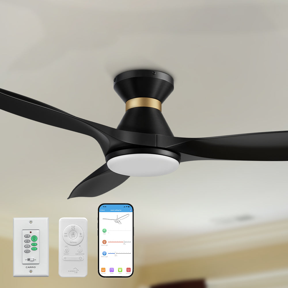 52 Inch Kore II Low Profile Smart Ceiling Fan with LED Light and Remote Control - Perfect for Bedroom, Living Room, and Office Spaces