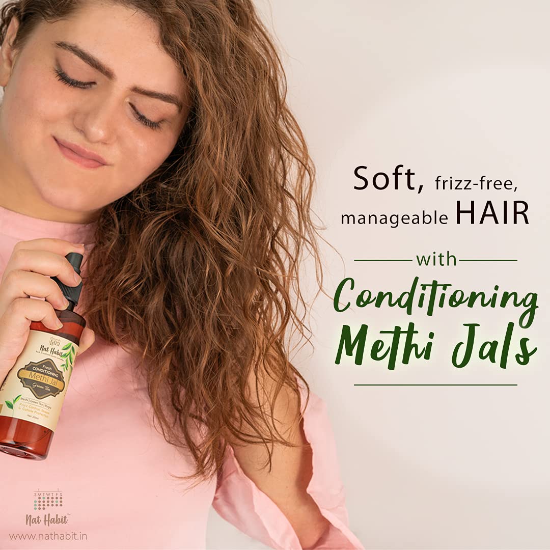 Nat Habit Rosemary & Fenugreek Hair Growth Serum with Apple Cider Vinegar & Sage - 200ml Hair Spray for Hair Fall Control, Smoothing & Softening | Daily Hair Care for Thicker, Healthier Locks