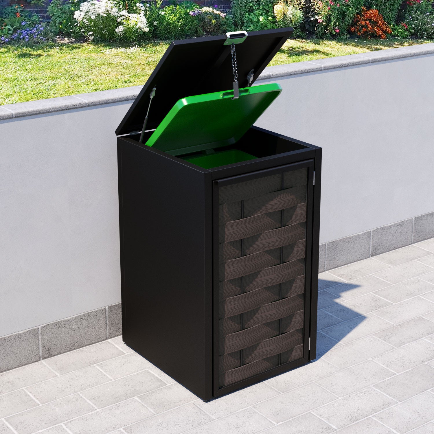Black 3 Bin Storage Organizer with Ripple Door Slat - Perfect for Pantry, Garage, and Laundry Room Organization