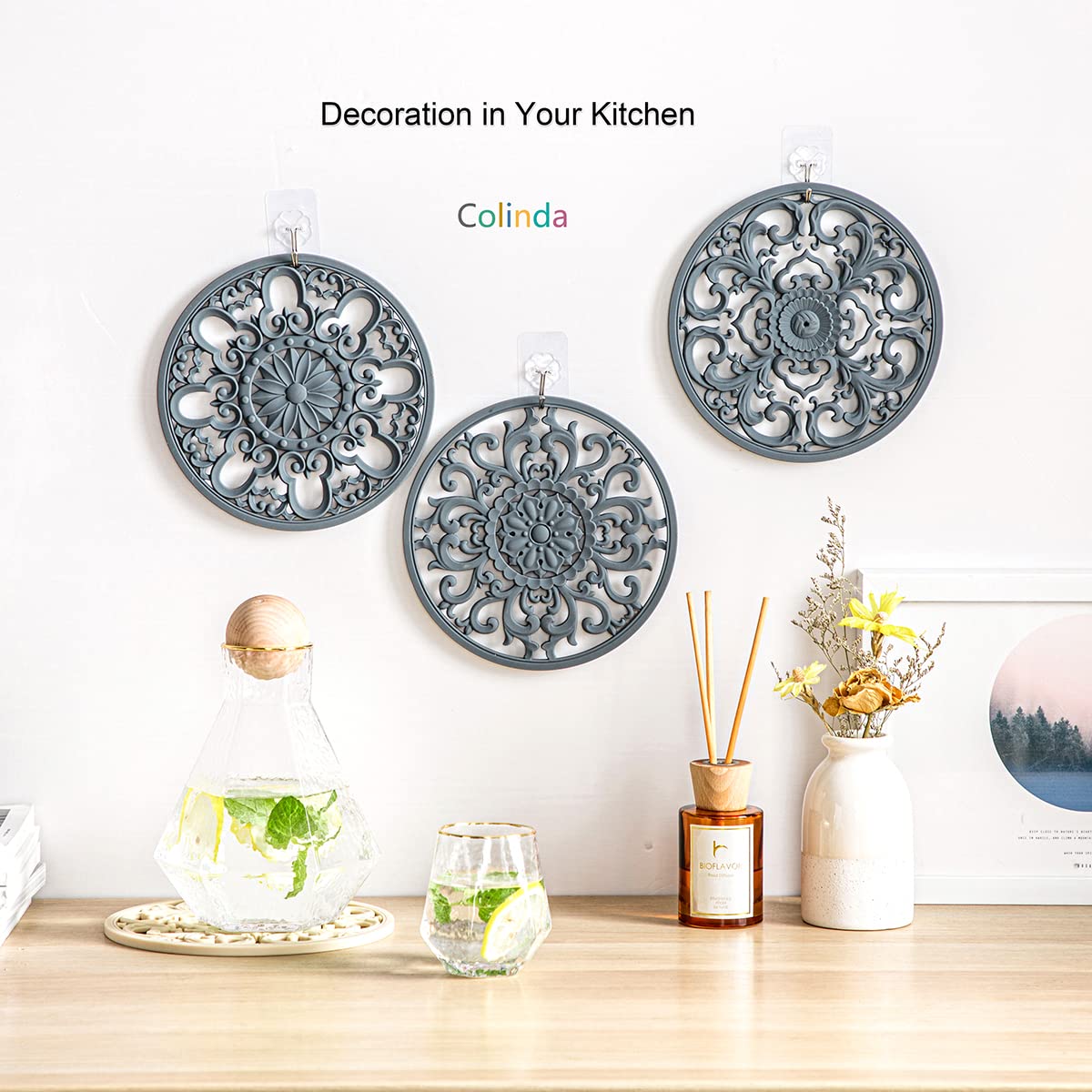 Premium Extra Thick Silicone Trivet Mats (Set of 3) - Heat Resistant Hot Pads for Pots, Pans & Dishes - Protect Countertops & Tables - Kitchen Decor Accessories in Turquoise - Ideal for Cooking, Baking & Serving Hot Meals