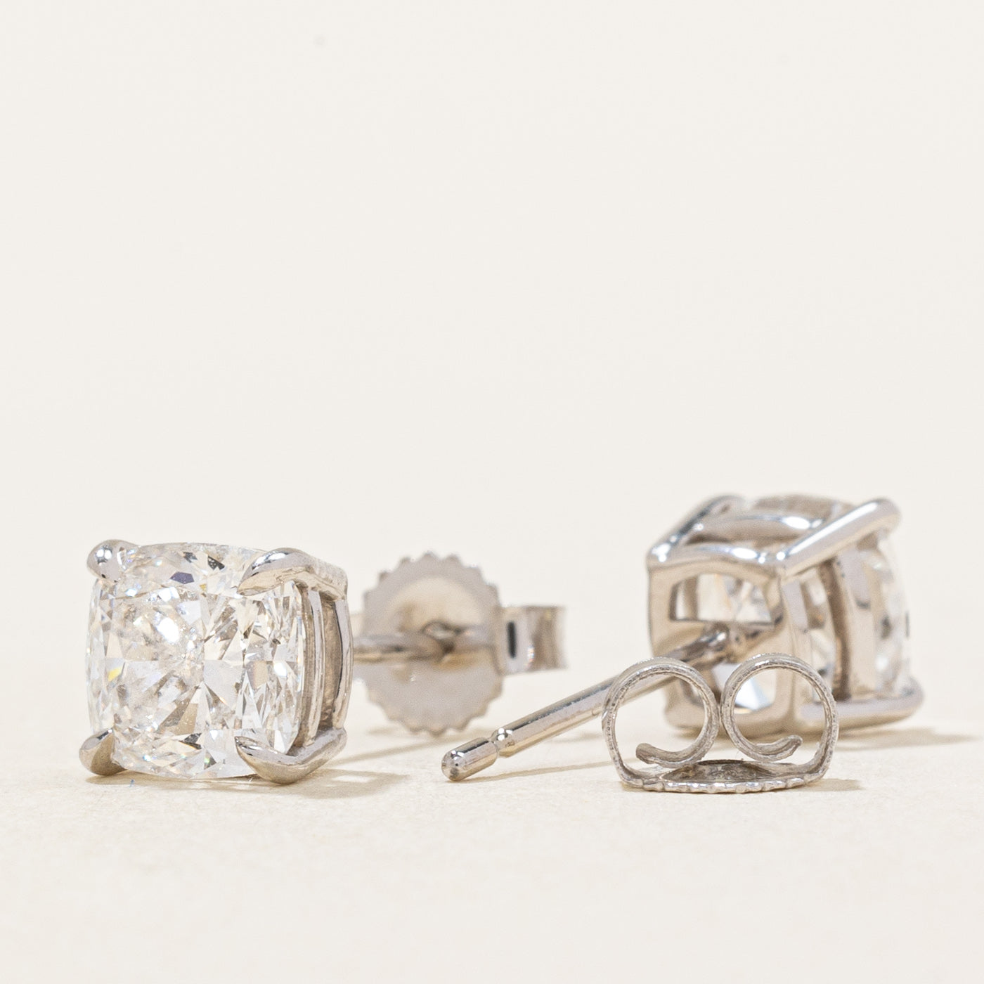 GIA Certified 2.03ctw Cushion Cut Diamond Stud Earrings - SI2 Clarity, D Color | Elegant Jewelry for Weddings, Anniversaries & Special Occasions