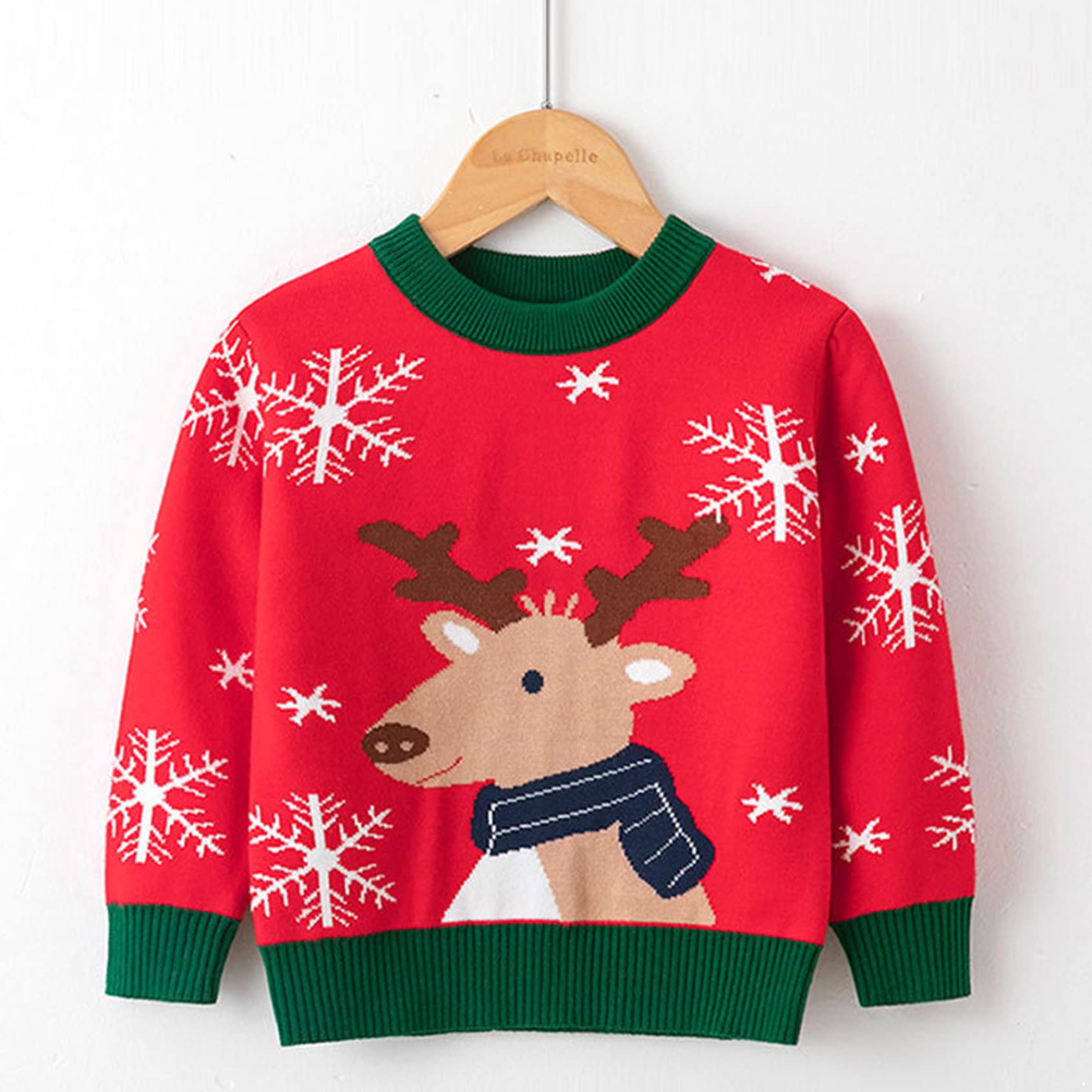 Adorable Cartoon Elk Christmas Sweater for Toddler Boys & Girls - Festive Holiday Pullover Top for Family Photos & Winter Celebrations