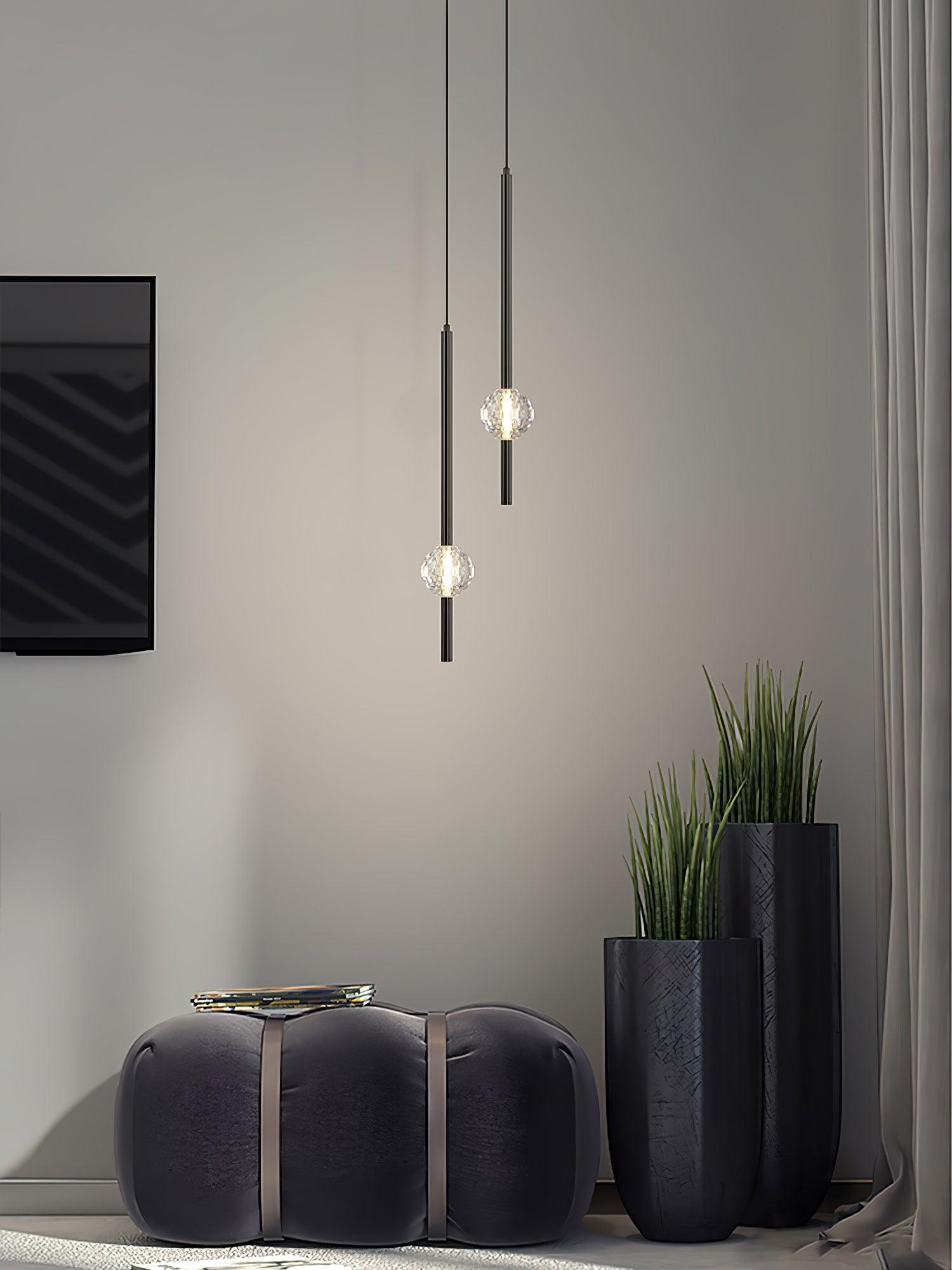 Modern Crystal LED Pendant Light - Energy Efficient Hanging Chandelier for Dining Room, Kitchen Island & Bedroom Lighting Decor