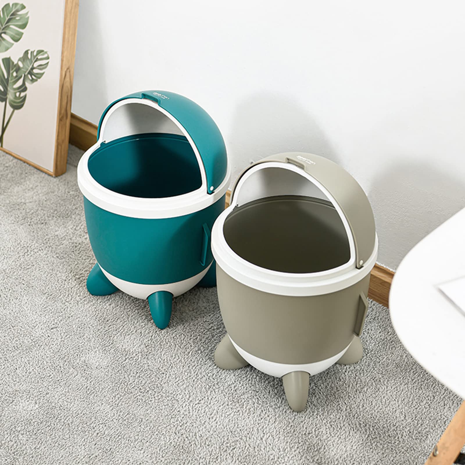 Large Capacity Rocket-Shaped Plastic Trash Can with Lid - Removable Clamshell Design - Odor-Proof Waste Bin for Bathroom, Kitchen, Office & Dorm Room (Grey) - Perfect for Small Spaces & Home Organization