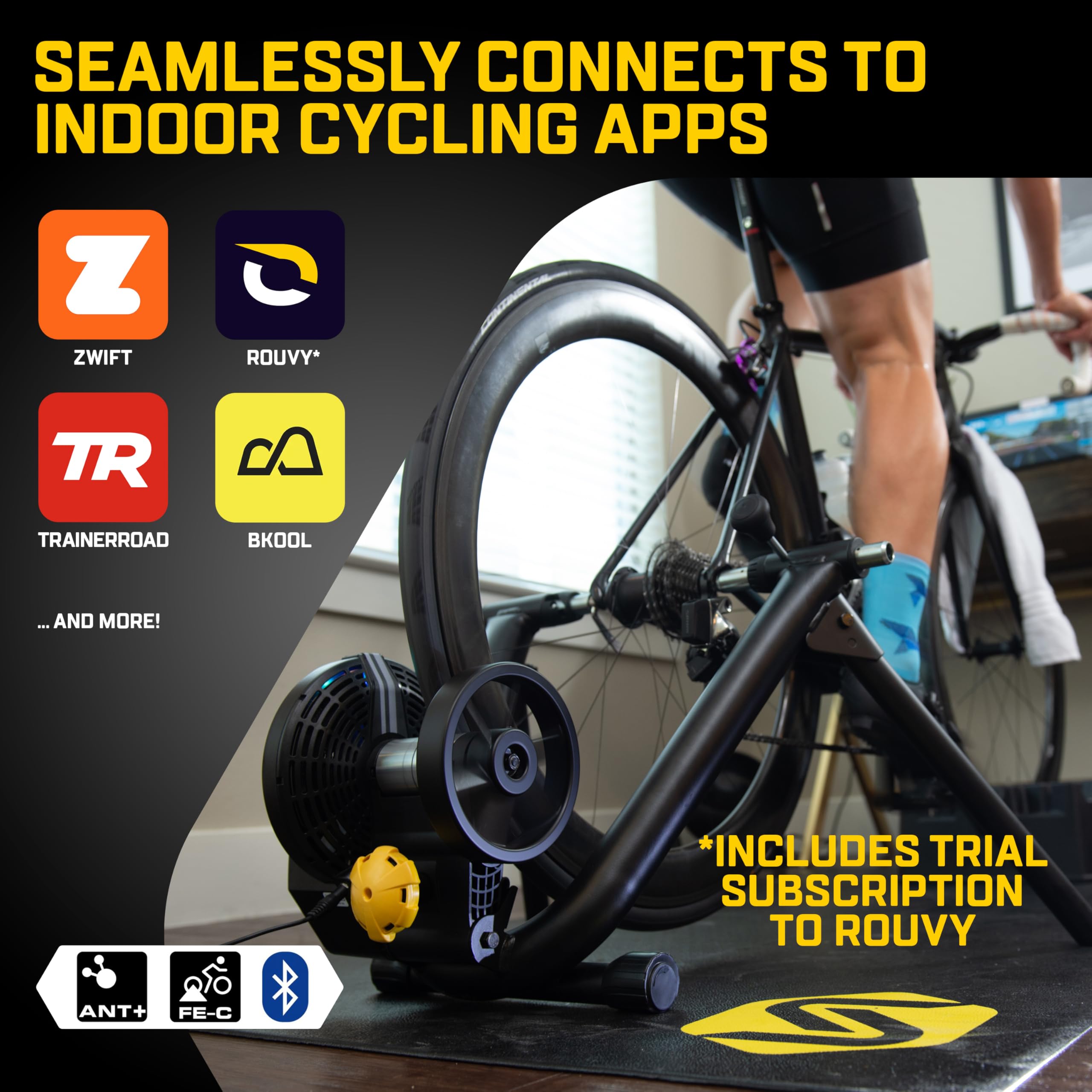 Saris M2 Smart Indoor Bike Trainer - Electromagnetic Resistance, Zwift Compatible for Virtual Cycling, Home Workout & Fitness Training