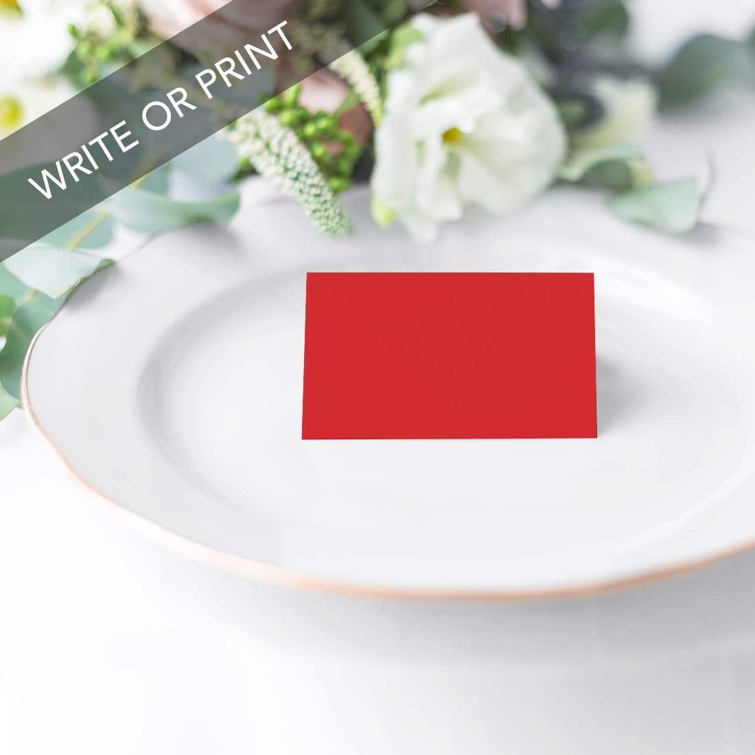 Andaz Press Printable Table Tent Place Cards - 20-Pack Red Blank Name Cards for Wedding, Bridal Shower, Graduation & Events | Perfect for Table Settings, Food Labels & Seat Placements