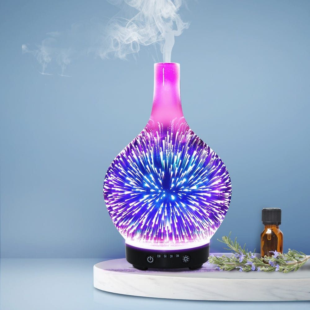 3D LED Aroma Diffuser with Firework Effect - 100ml Essential Oil Humidifier for Home, Office & Yoga Studio - Perfect for Relaxation & Aromatherapy