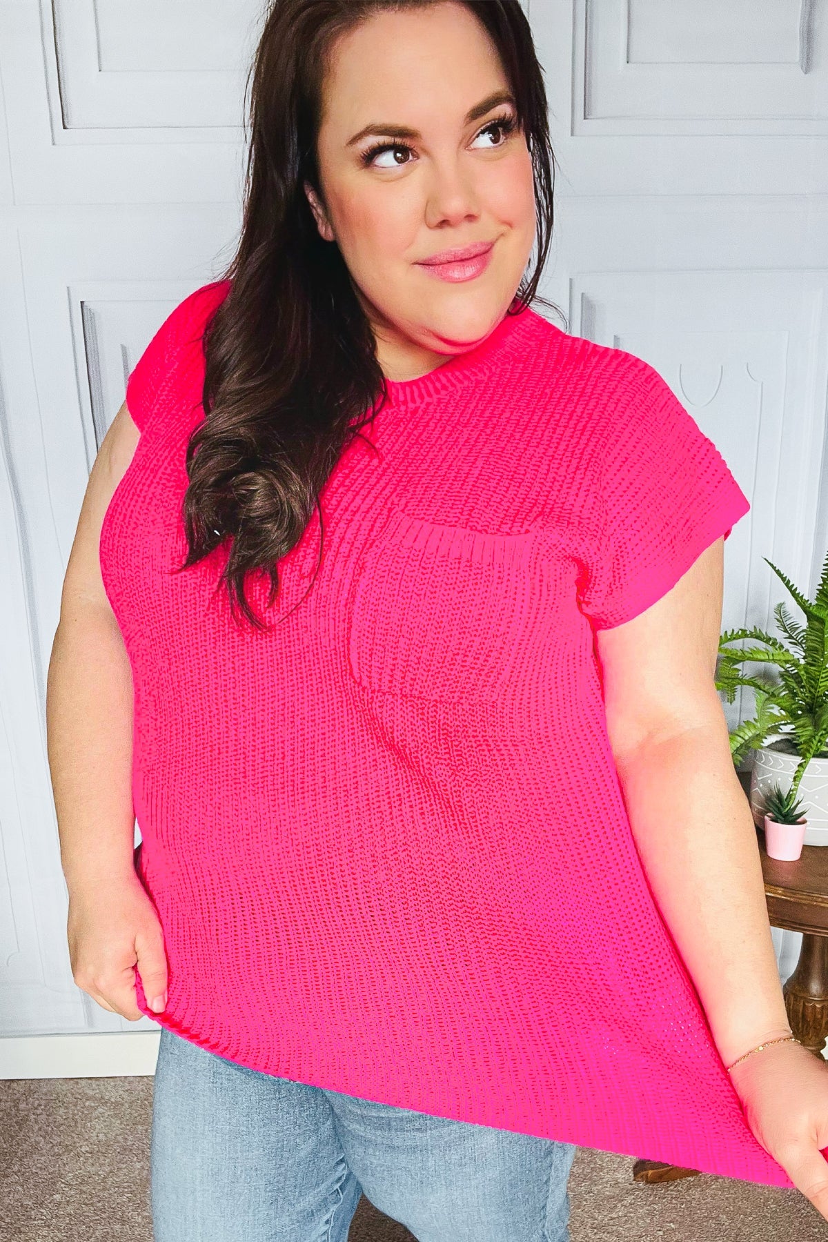 Best In Bold Hot Pink Dolman Ribbed Knit Sweater Top for Women - Cozy Casual Long Sleeve Pullover for Fall & Winter - Perfect for Office, Date Night and Weekend Outfits