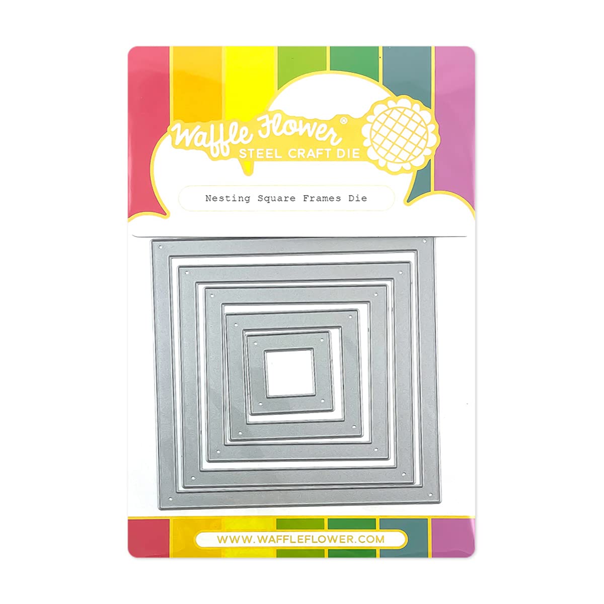 Waffle Flower Nesting Square Frames Die Set - 5 Sizes with Magnetic Storage Sheet | Compatible with Cricut, Sizzix & Other Die Cutting Machines | Perfect for Card Making, Scrapbooking & DIY Crafts