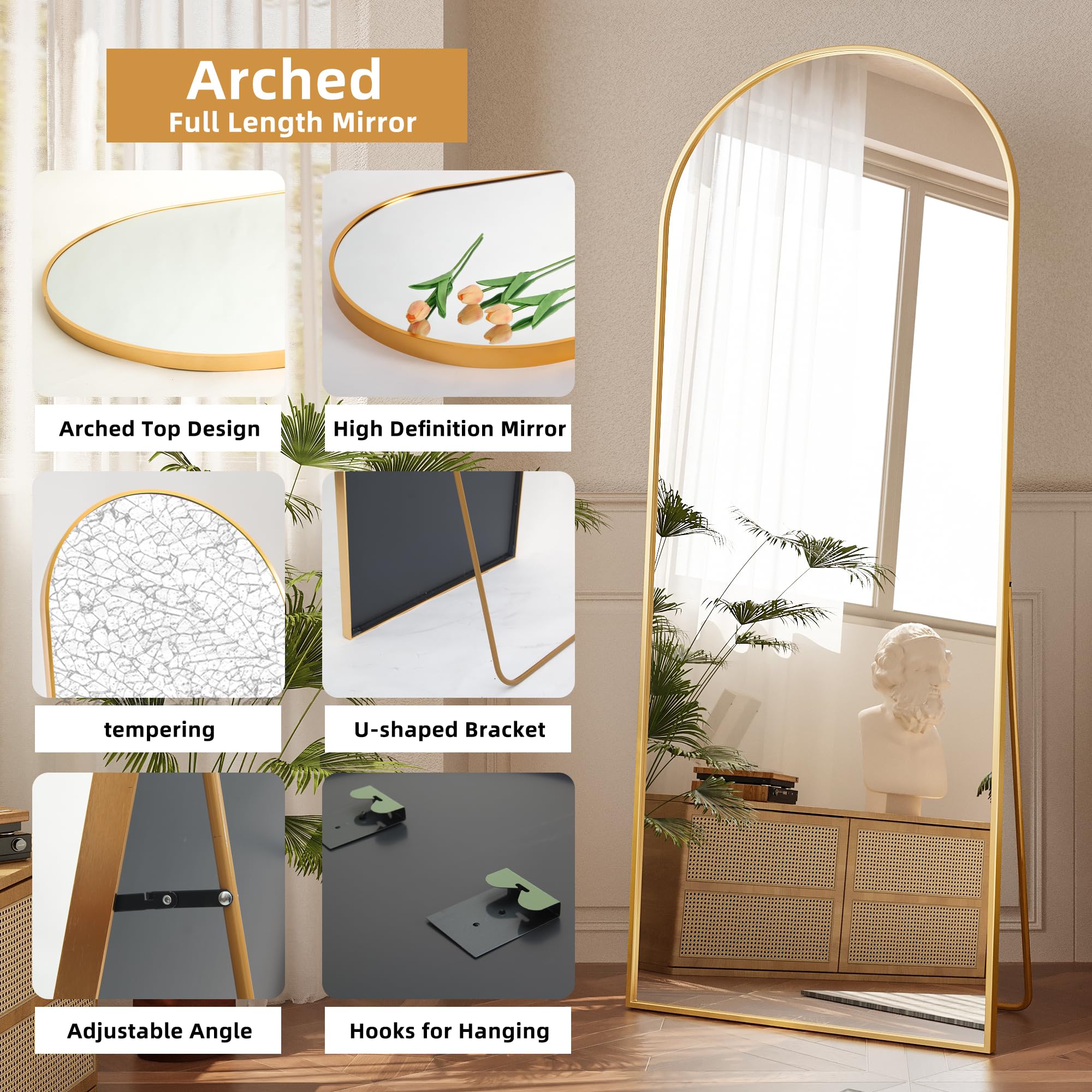 FANYUSHOW Arched Full Length Mirror - 65