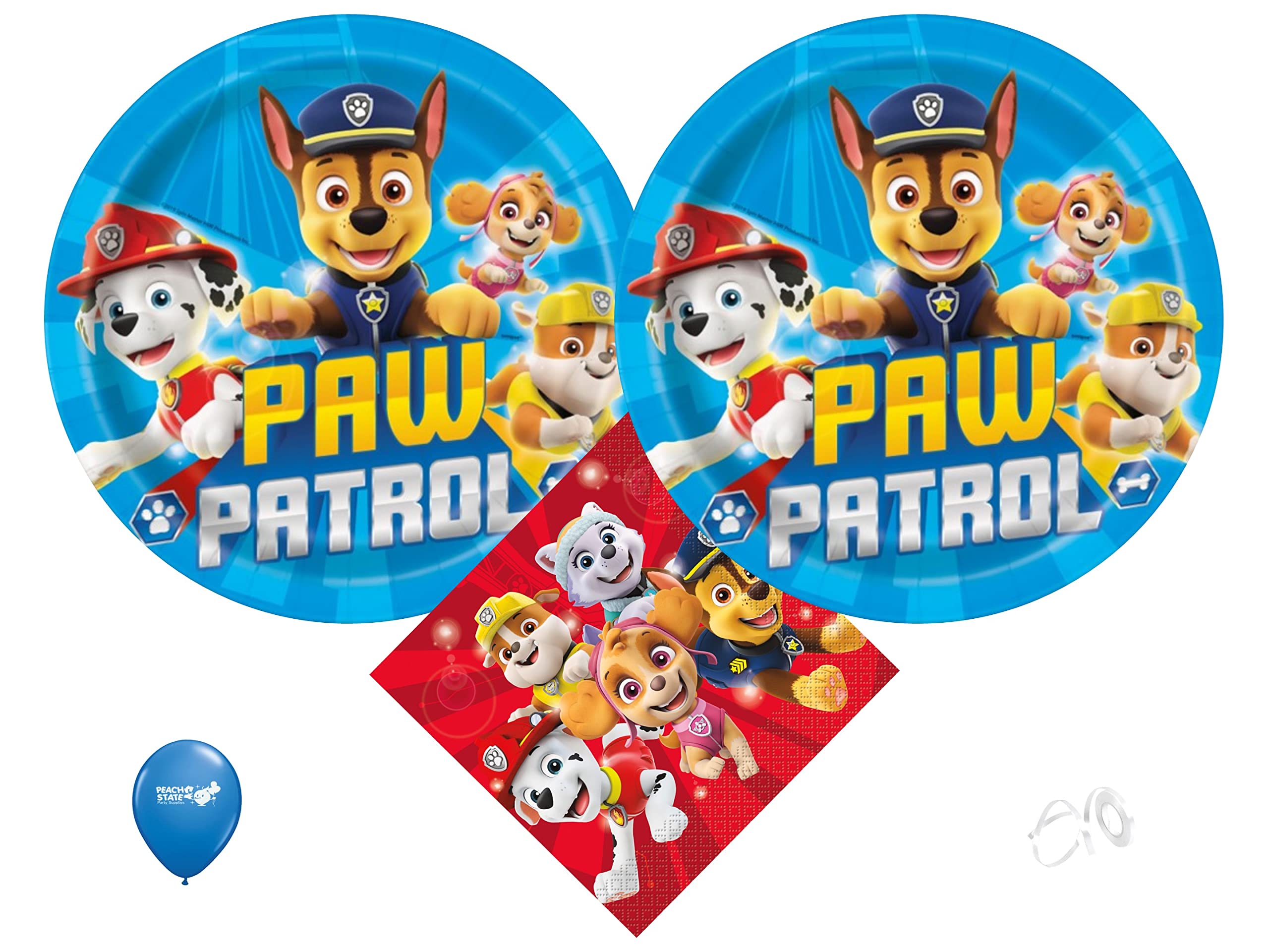 Peach State Paw Patrol Party Supplies Bundle - 16 Dinner Plates & Napkins Set for Kids Birthday Party | Themed Decorations for Children's Celebration Events