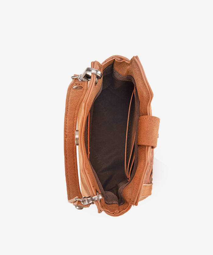 Trinity Ranch Floral Tooled Leather Mini Crossbody Bag for Women | Stylish Boho Purse for Everyday Use, Travel & Date Night