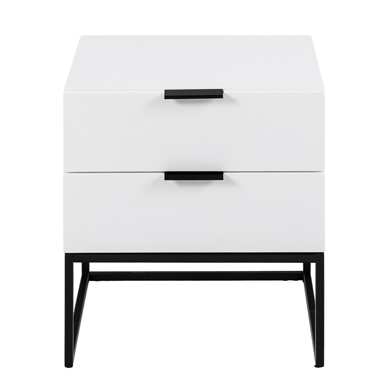 SVANA 40cm White & Black Bedside Table - Perfect for Small Spaces, Bedrooms & Nightstands