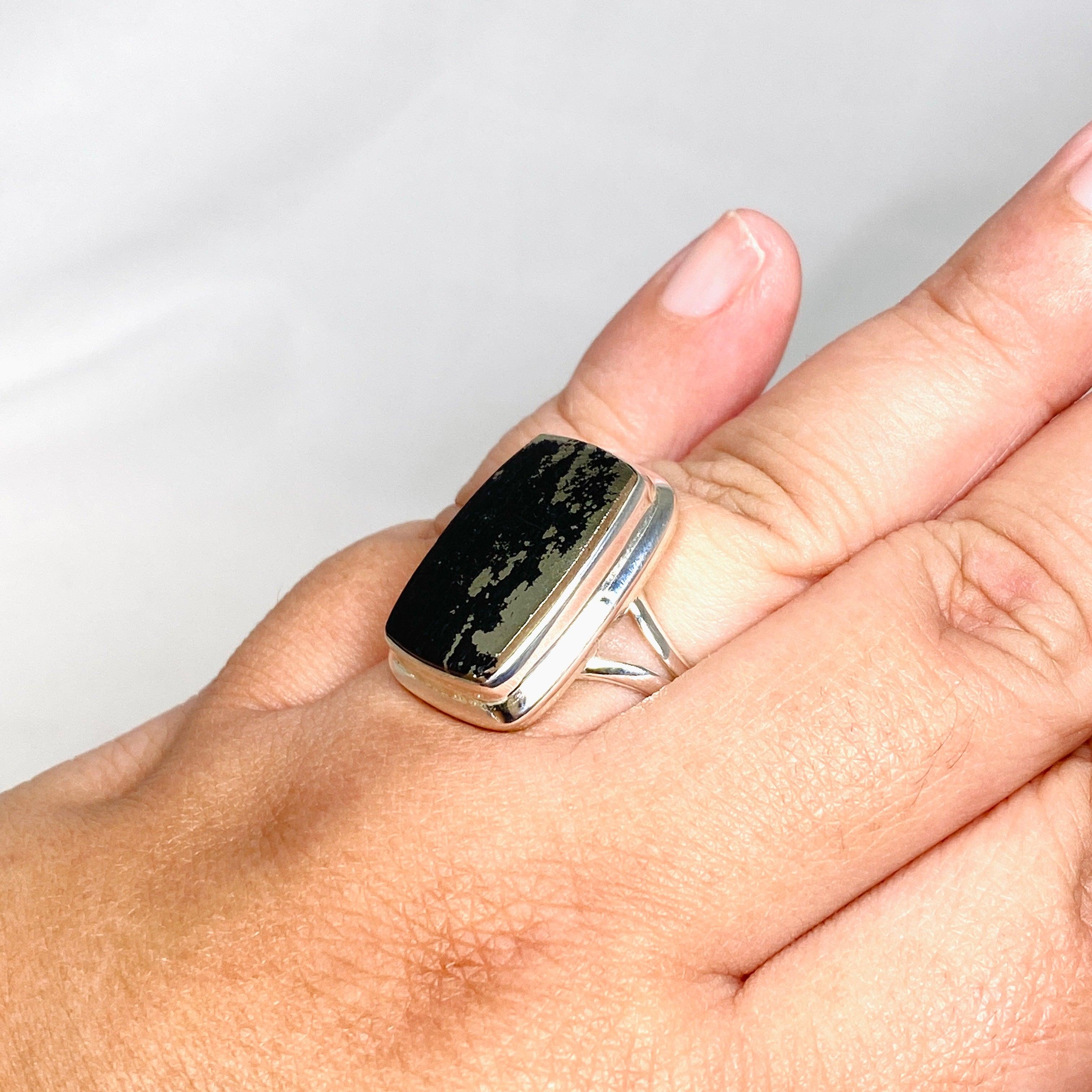 Healer's Gold Rectangle Split Band Ring for Women - Size 11 (KRGJ3199) | Elegant Stackable Ring for Everyday Wear, Date Nights & Special Occasions