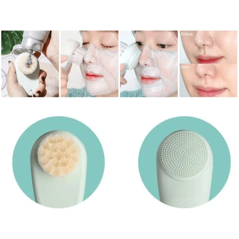 AIPPO Dual Cleansing Brush for Face & Body - 1pc Deep Pore Cleansing Brush with Soft Bristles - Perfect for Daily Skincare Routine & Makeup Removal