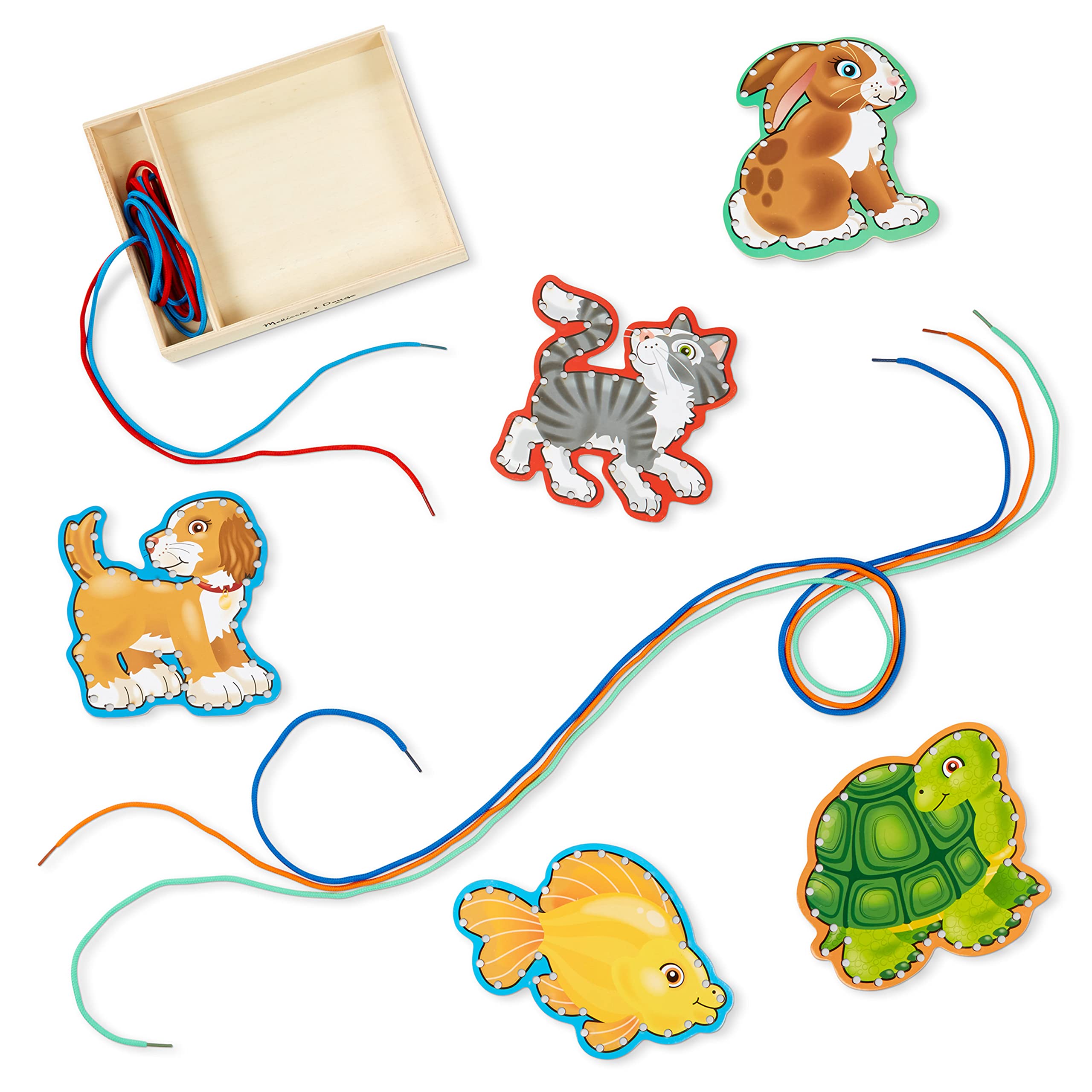 Melissa & Doug Lace and Trace Activity Set - 5 Wooden Pet Panels with Matching Laces | Fine Motor Skills Toys for Toddlers Ages 3+ | Preschool Learning Activities for Kids | Perfect for Home, Classroom & Travel Play