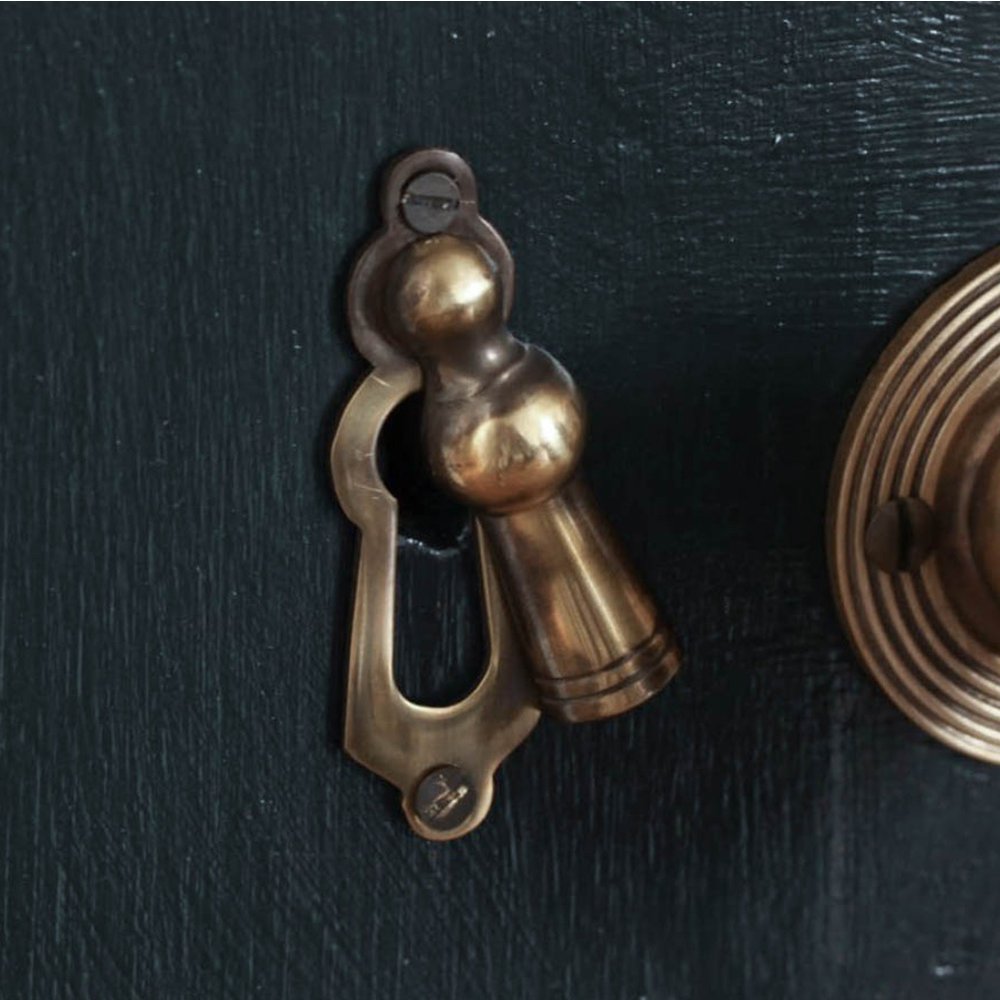 Vintage Polished Antique Brass Skittle Escutcheon - Elegant Door Hardware for Classic Home Decor | Perfect for Victorian & Traditional Style Houses