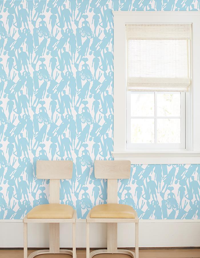 Barbie™ Fashionistas™ Silhouettes Wallpaper in Baby Blue - Perfect for Girls' Bedroom, Nursery, and Playroom Decor