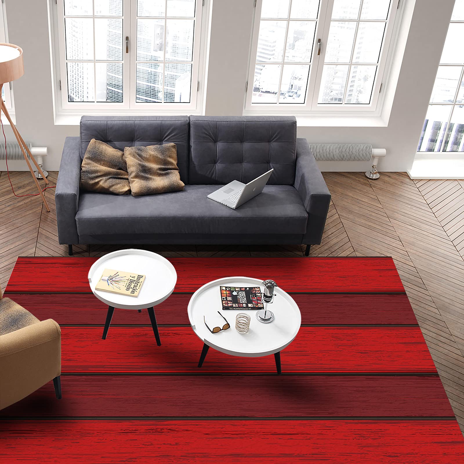 Rustic Red Barn Wood Area Rug 2'7