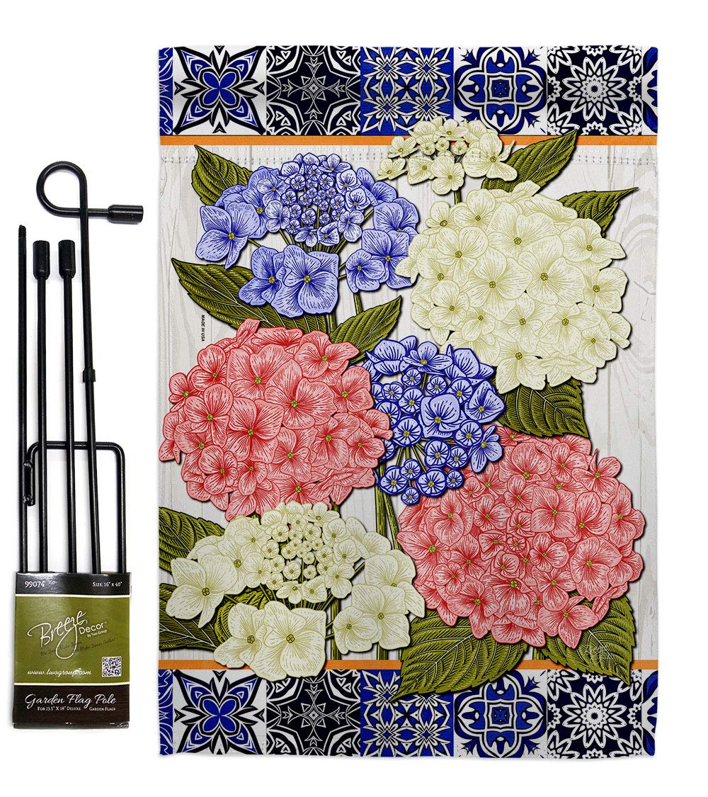 Sweet Hydrogens Garden Flag Set - Spring Flowers, Double-Sided, 13x18.5in - Perfect for Yard & Home Decor
