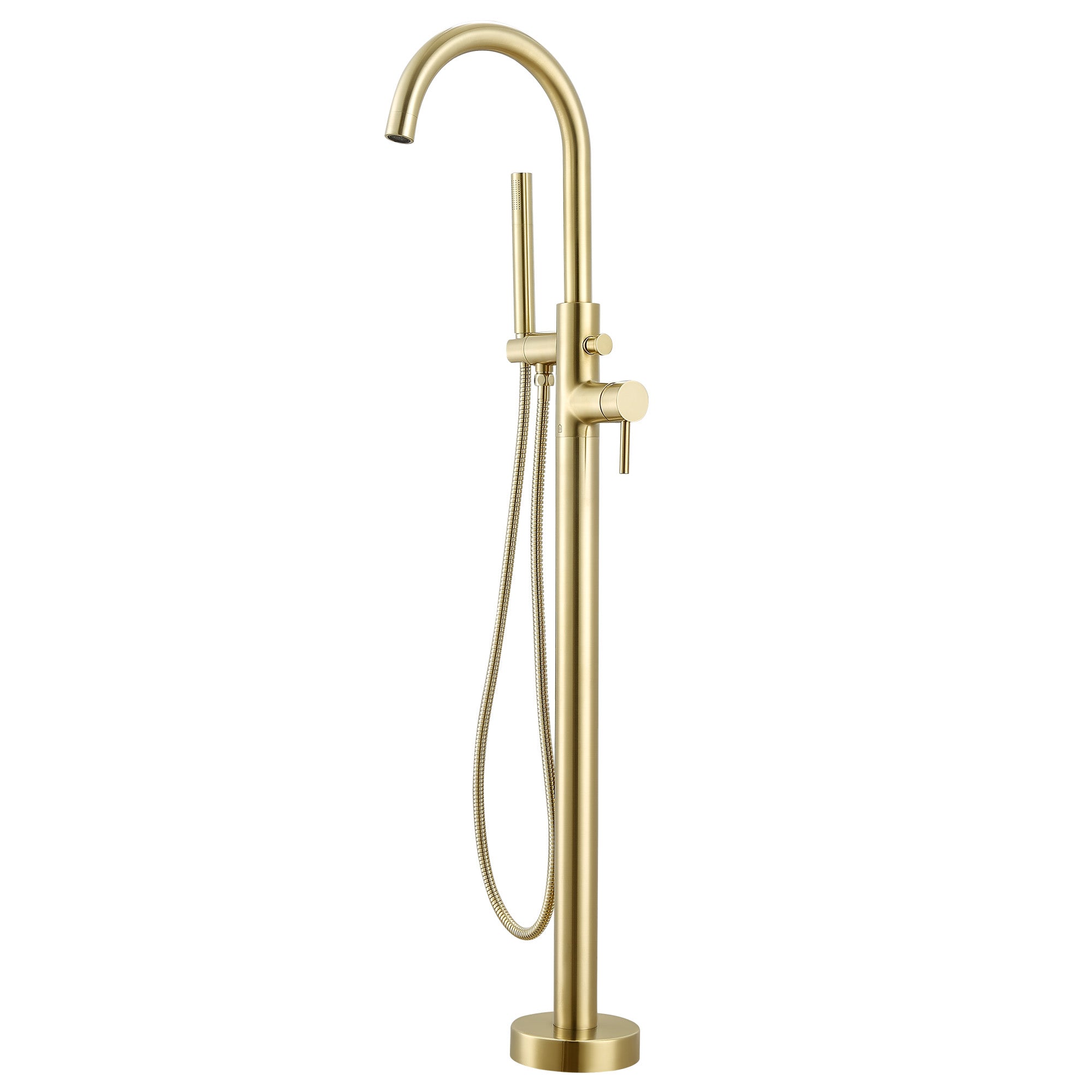 Ancona Nero Freestanding Bathtub Faucet in Brushed Champagne Gold - Modern Bathroom Fixture for Luxury Spa Experience