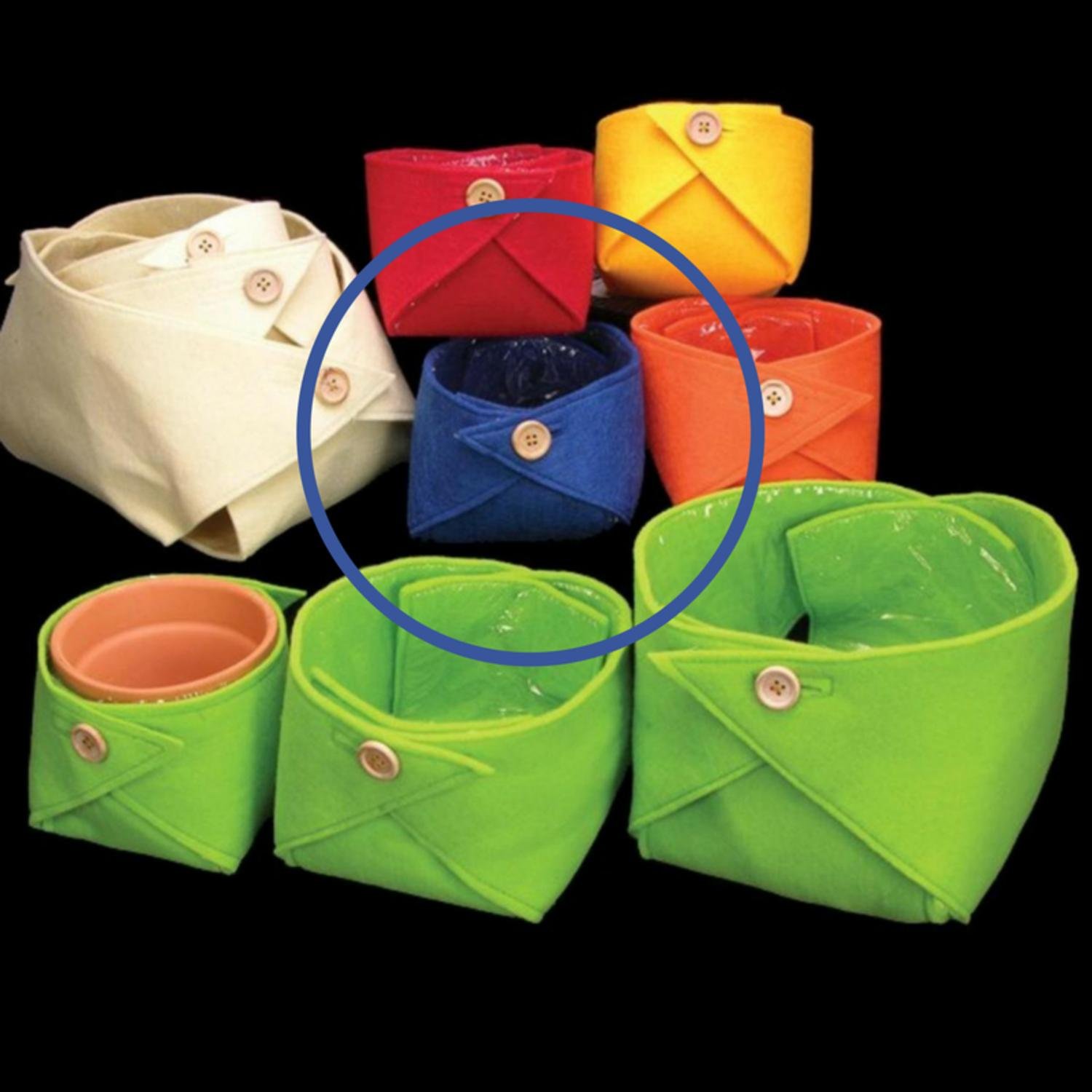 12 Pack Bold Blue Folded Felt Ribbon Containers - 3 Inch Storage Boxes for Gift Wrapping, Craft Organization & Party Decor
