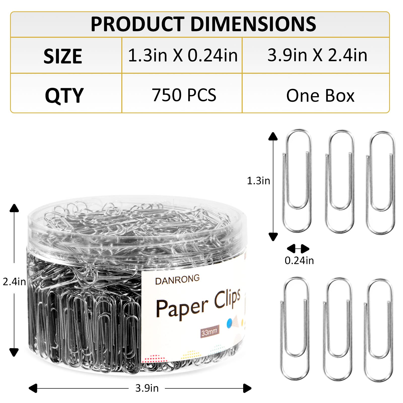 750 Pack Silver Medium Paper Clips 1.3 Inch (33mm) - Bulk Office & School Supplies for Organizing Documents, DIY Crafts, and Daily Use - Durable & Rust-Resistant Paperclips for Filing, Scrapbooking, and Home Office Organization