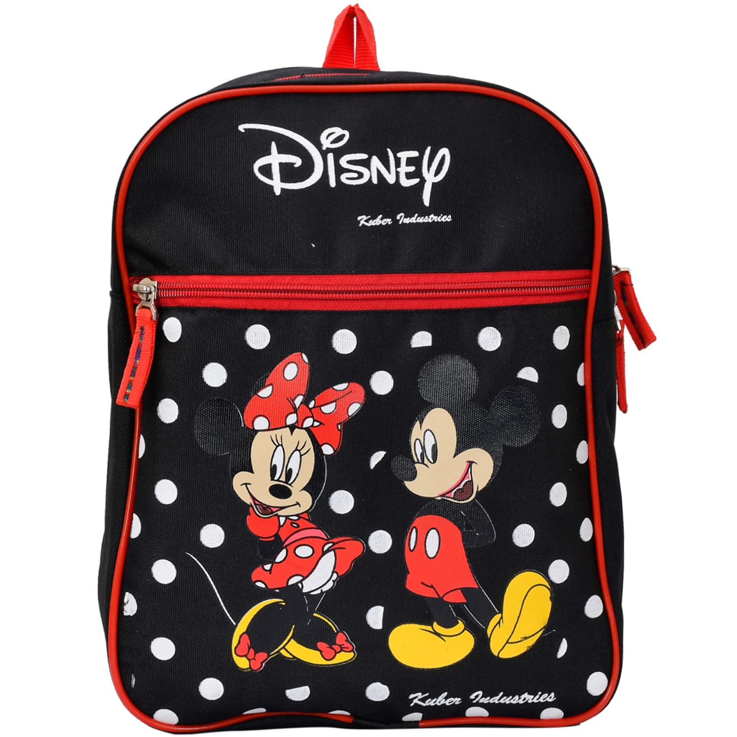 Kuber Industries Waterproof Disney Mickey & Minnie Mouse Dot Print Backpack - 13 Inch Durable School Bag for Kids (Black) | Perfect for School, Travel & Outdoor Adventures