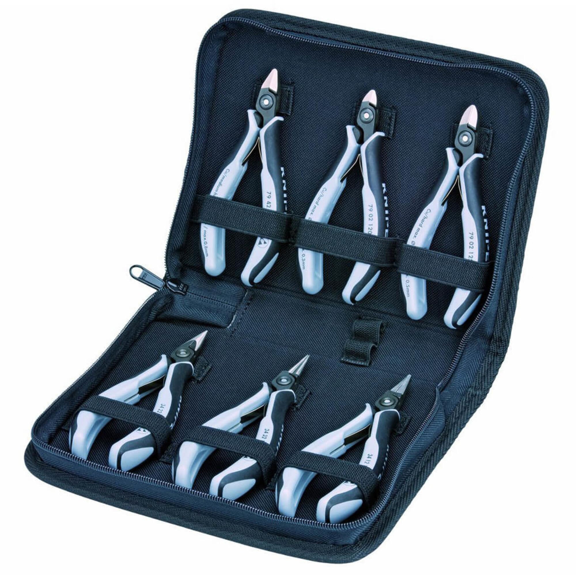 KNIPEX 6-Piece ESD Safe Tool Set with Zipper Pouch (002016PESD) - Precision Electronics Repair Kit for Circuit Boards, Computer & Phone Maintenance