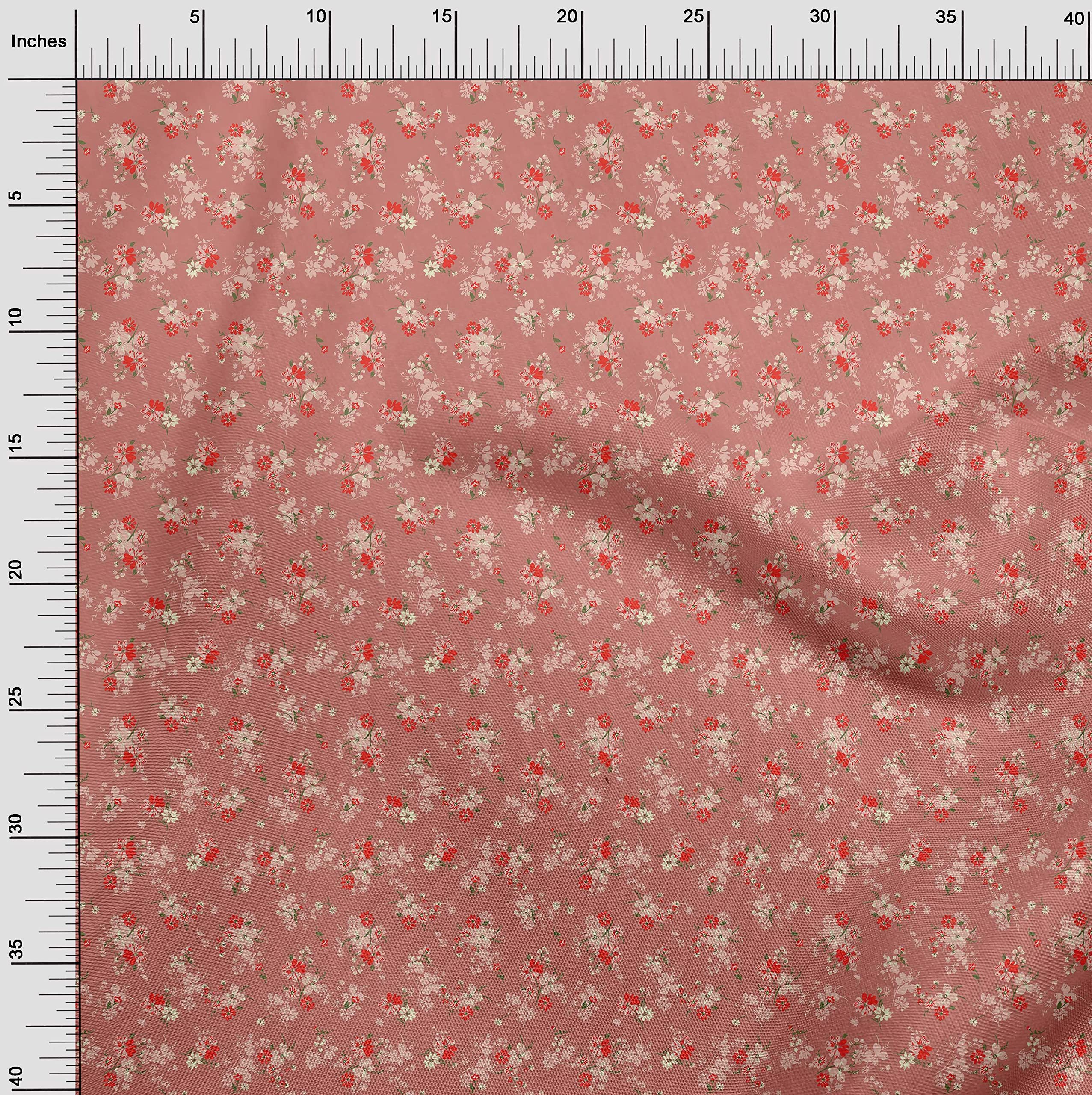 oneOone 60 Inch Wide Viscose Jersey Floral Print Fabric by The Yard - Soft Pink Dress Material for DIY Fashion, Home Decor & Craft Projects
