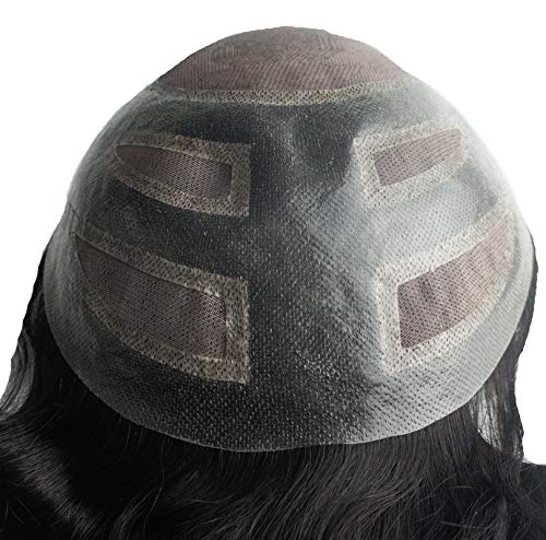 Yanahair Men's Toupee - 100% European Real Human Hair Wavy Replacement System with Fine French Lace Front & PU Top | Dark Brown #2 (8x10 Inch) | Perfect for Daily Wear, Special Occasions & Hair Loss Solutions