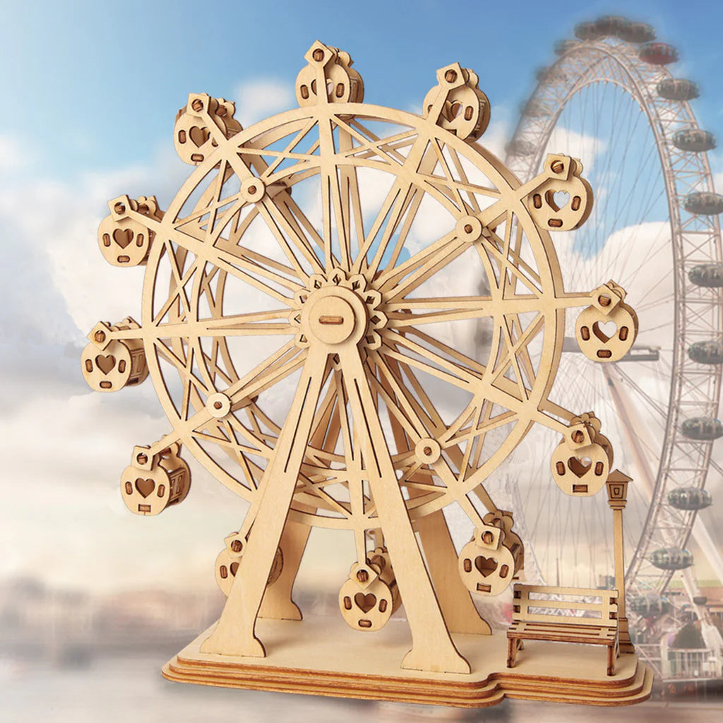 Rolife Ferris Wheel DIY Model Kit - 3D Wooden Puzzle for Adults & Teens - Fun Craft Project for Home Decor, Gifts & Relaxation - Perfect for Birthday, Christmas & Stress Relief Activities