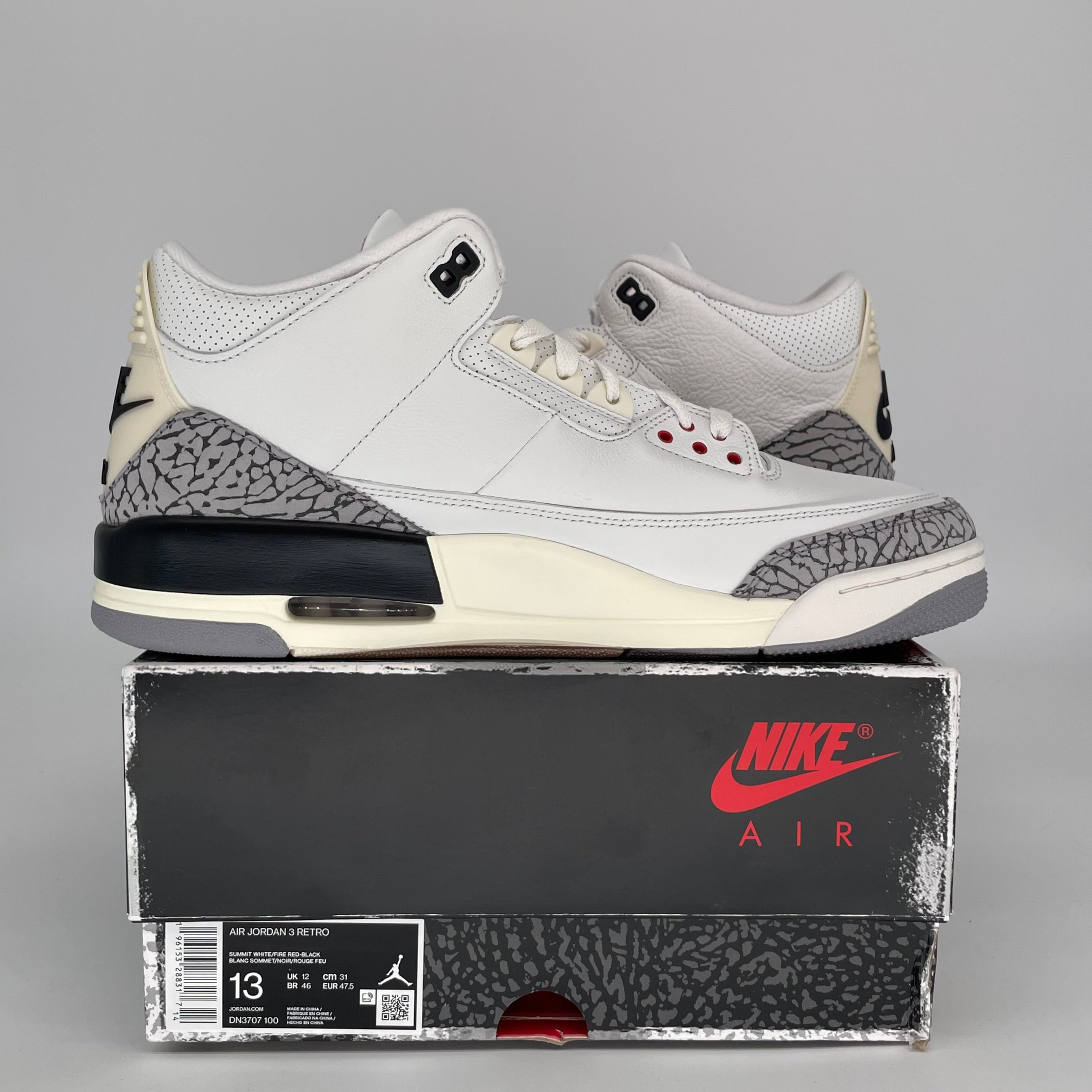 Original Air Jordan 3 White Cement Reimagined Men's Basketball Shoes Size 13 DN3707 - Retro Sneakers for Streetwear & Basketball Court Performance