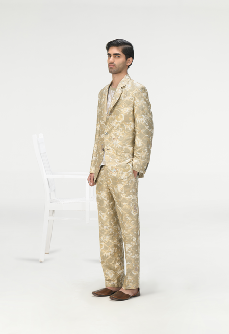Classic Silk Brocade Trousers in Elegant Oyster Grey | Formal Wear & Special Occasion Outfits
